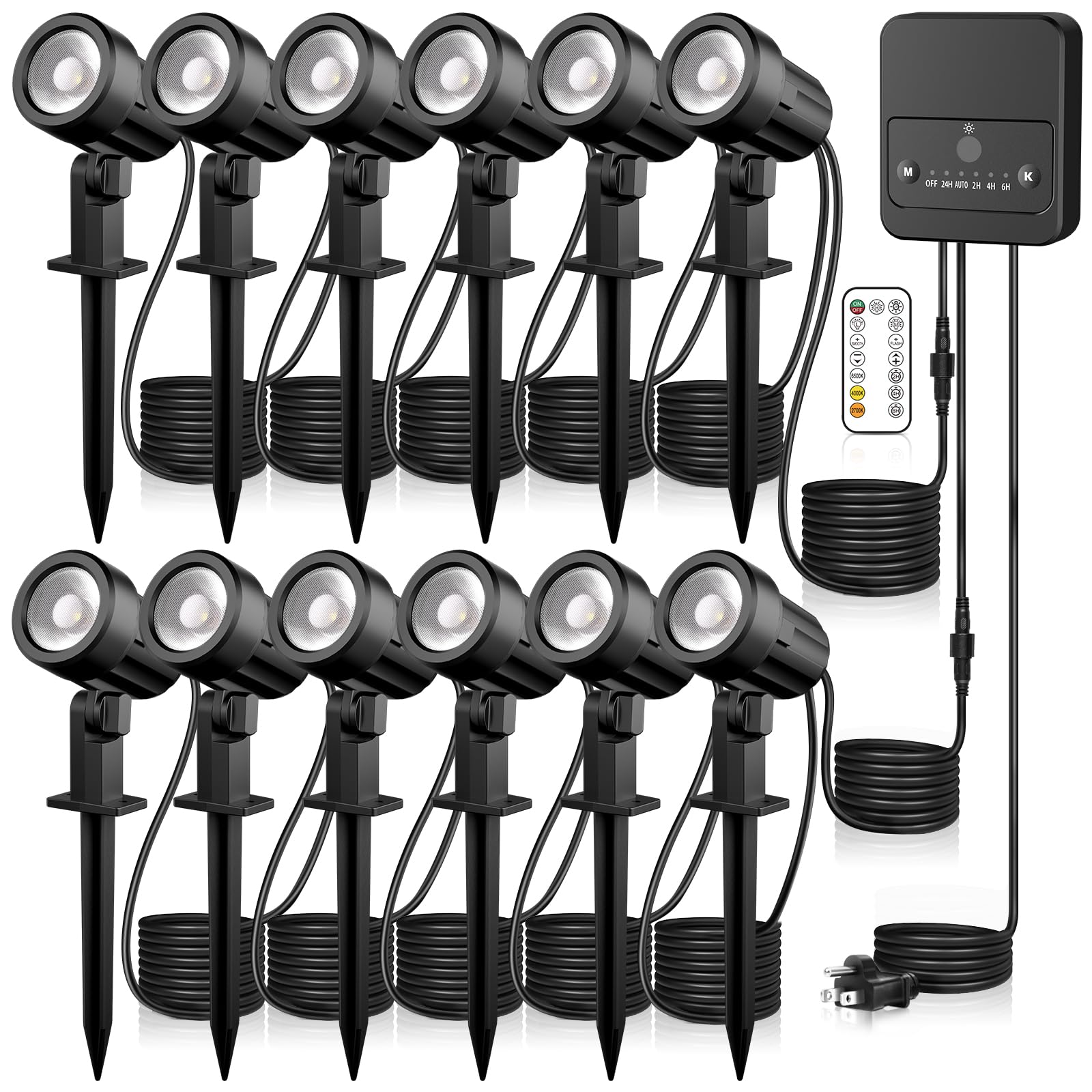 SOROP LED Landscape Lighting Kit, Dimmable IP66 Waterproof, 2700-6500K, 12 Pack, Black, Model SP01CW