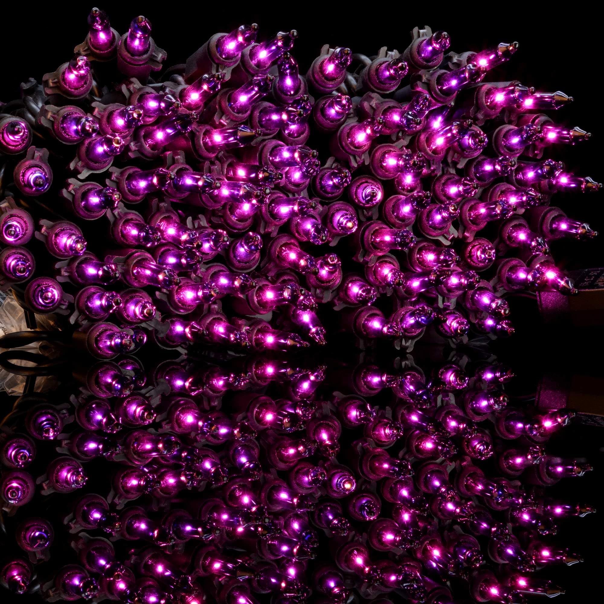 YULETIME Purple String Lights, 33 Ft, 100 Count, UL Certified, Pack of 2 Strands, Black Wire