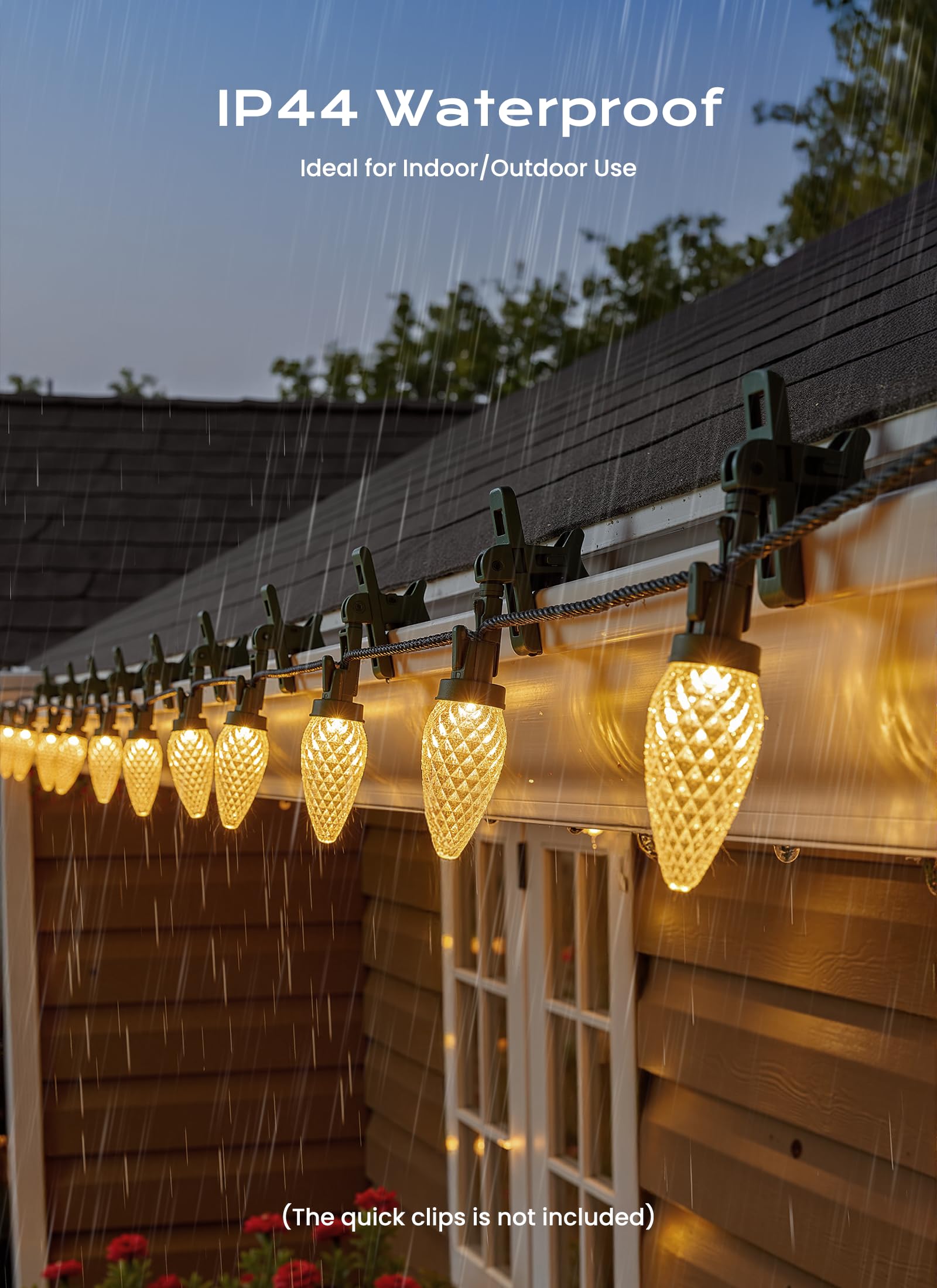 C9 Christmas Lights Outdoor  100 Ft 150 Led Connectable C9 String Lights With 8 Modes And Timer Extendable Xmas Tree Patio Roofline Garden Yard Holiday Party Indoor Outdoor Decoration  Warm White