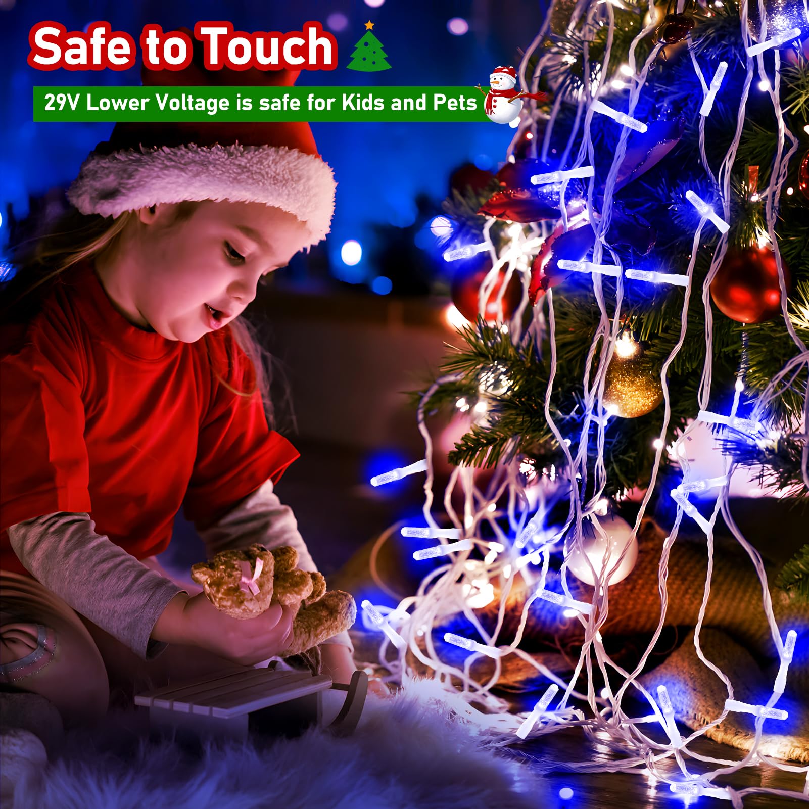 XURISEN LED Christmas Lights Outdoor 561FT 1400 Lights Blue 8 Modes Model XUR-STG37