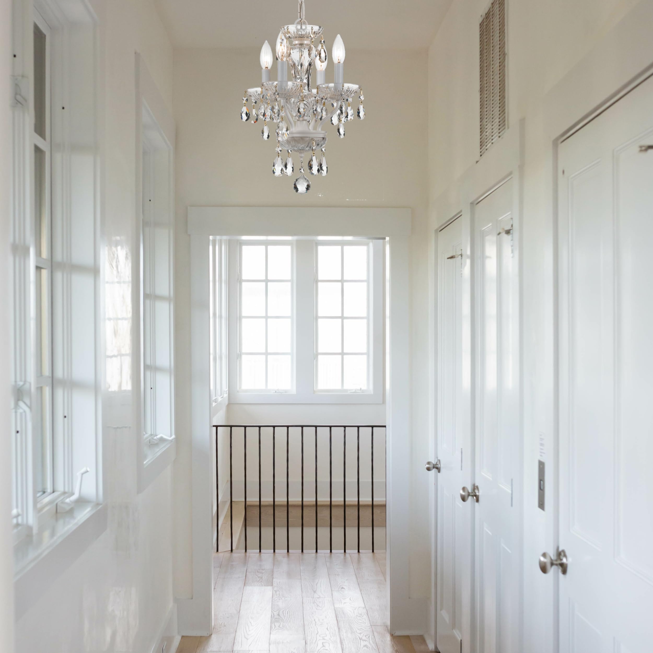 Crystorama Traditional Mini Chandelier 4 Light Hand Cut Crystal Wet White Model 5534-WW-CL-MWP