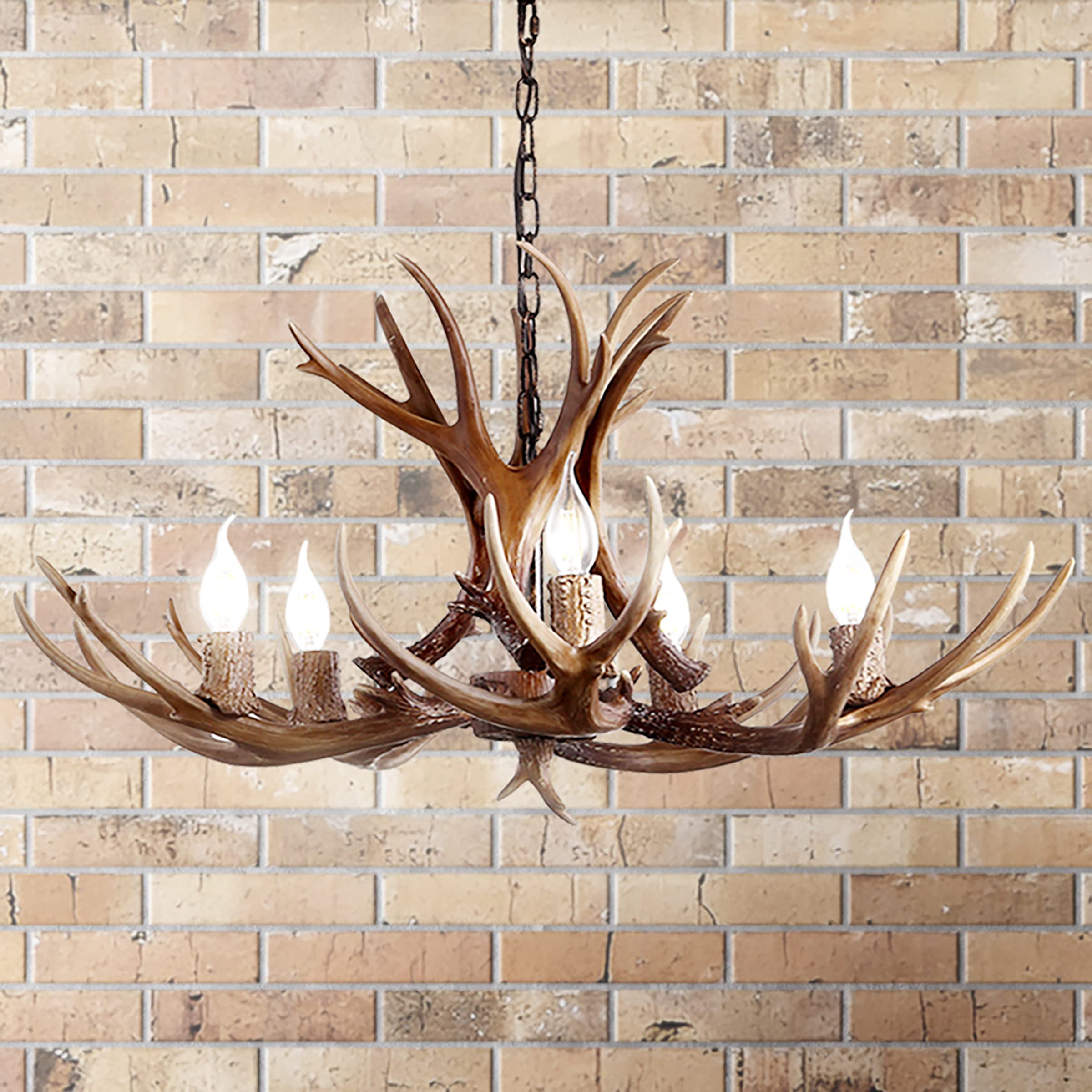 Jonathan Y Jyl6300A Eldora 30'' Adjustable Resin Antler 5-Light Led Chandelier, Glam, Rustic,Cottage,Transitional, Dimmable Dini