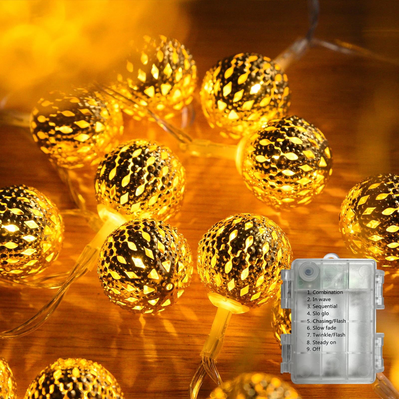 Globe String Lights,CMYK 30 LED Fairy String Lights Battery Operated for Indoor,Party,Patio,Wedding,Bedroom,Christmas Tree,Warm 