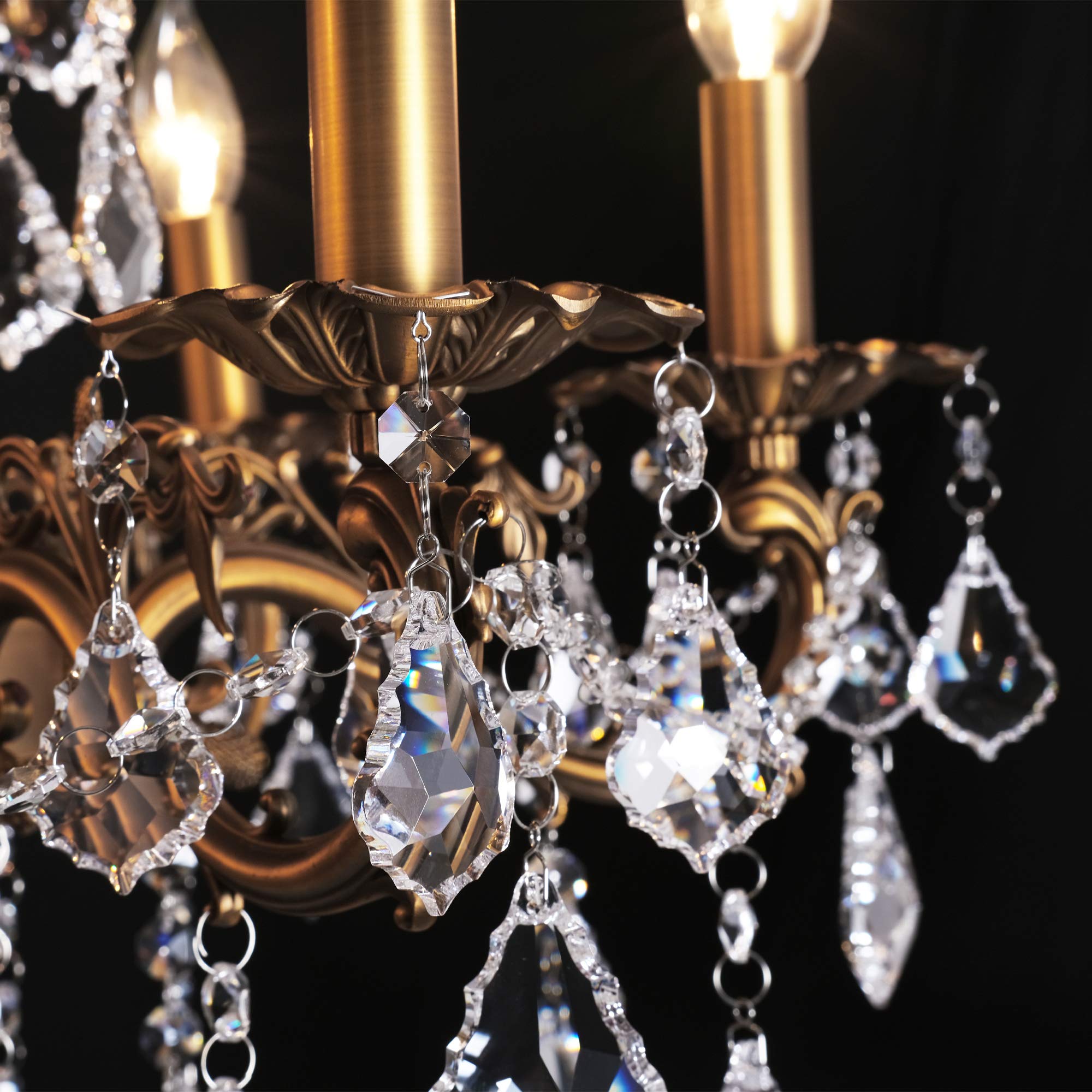 MEEROSEE Crystal Chandelier 6 Lights Pendant Light Fixture Glass for Dining Room Kitchen Bedroom Hallway D22.1in Model MD3134-L6SMN