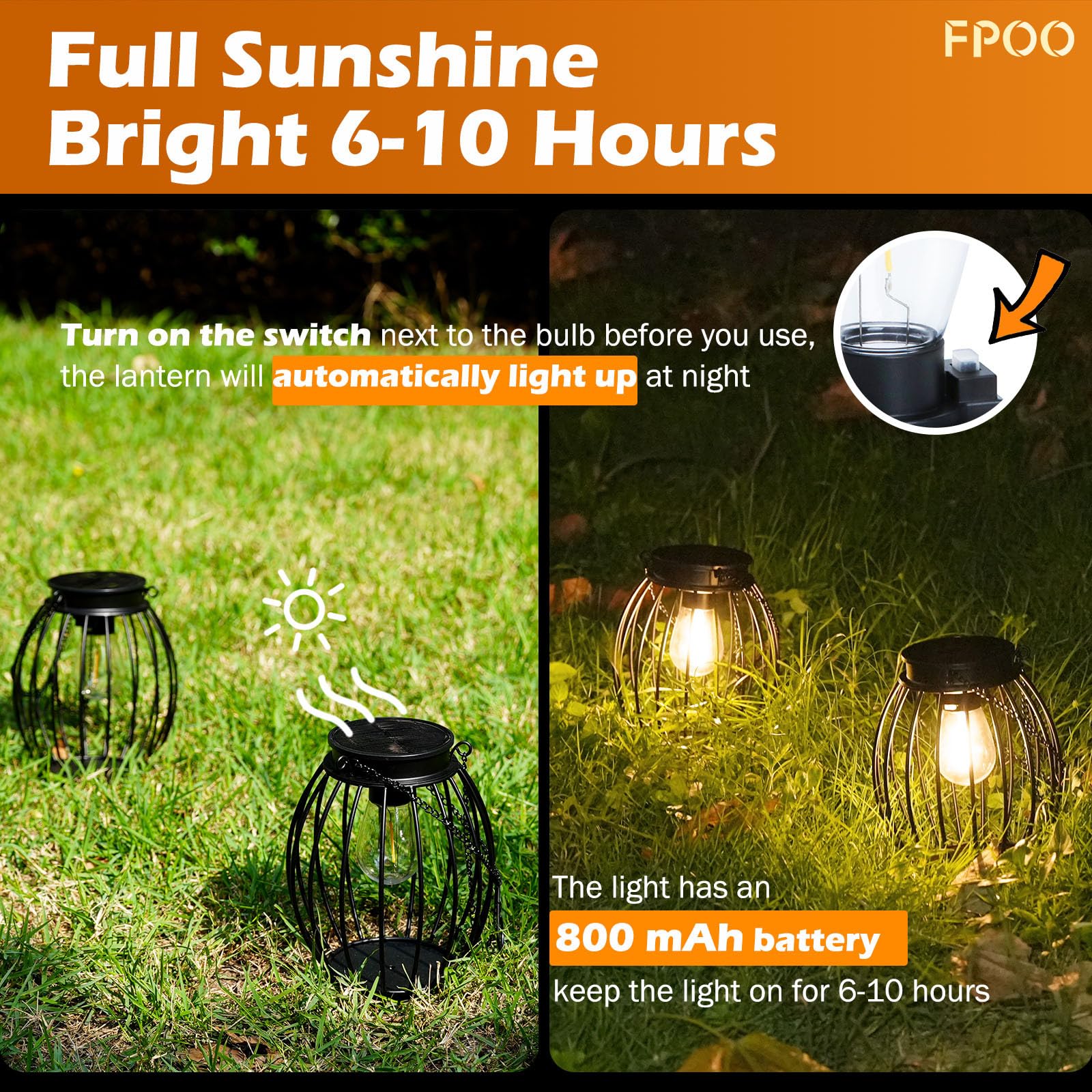 Hanging Solar Lanterns Outdoor Waterproof, Solar Powered Ultra-Bright Lights Solar Lantern For Patio Garden Porch Yard Pathway (