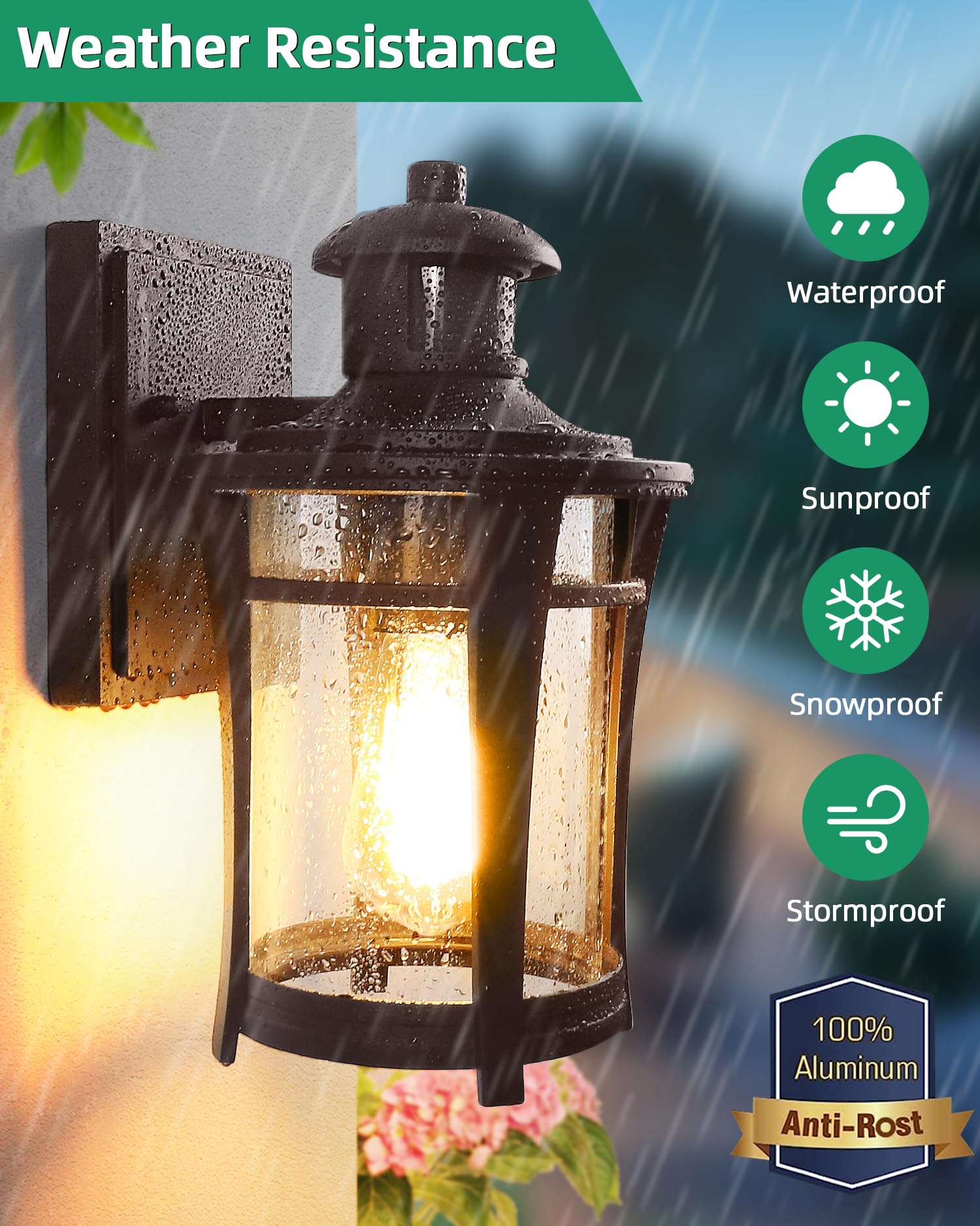 Lamomo Porch Lights Outdoor Bronze, Dusk To Dawn Wall Light Fixtures, Exterior Front Sconces Wall Mount Lighting, Waterproof Ant