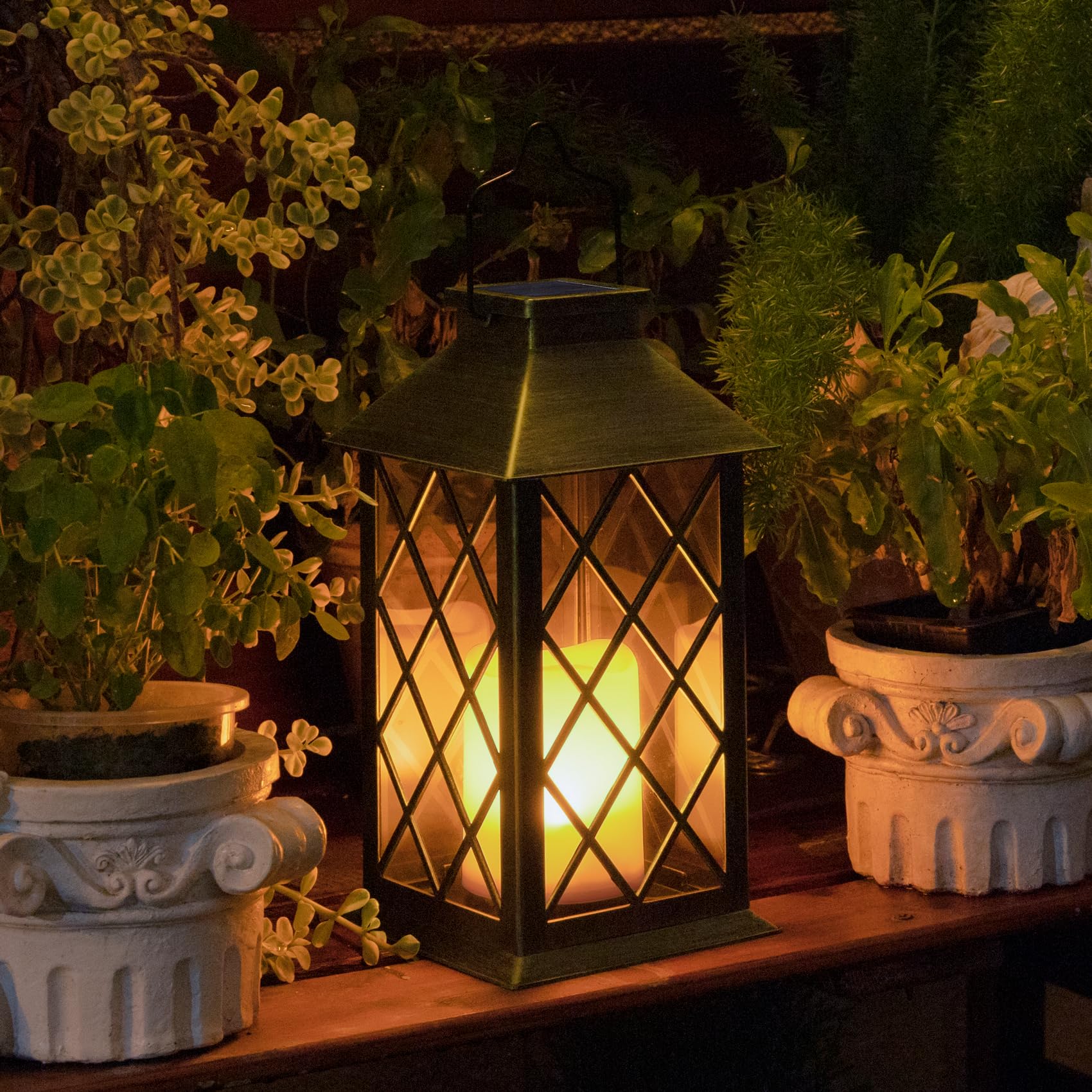 Take Me 14'' Solar Lanterns Outdoor Waterproof Garden Lanterns Large Flickering Flameless Candle Mission Lights For Table,Outdoo