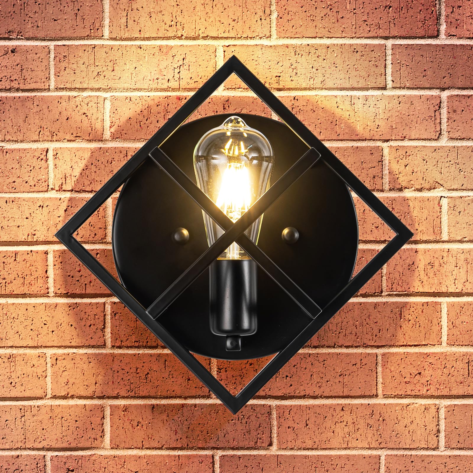 fengkeDU Farmhouse Wall Sconce, Rustic Black Metal Indoor Light Fixture, 11.3in, E26 Base, 1 Pack, Model B2367/1BL