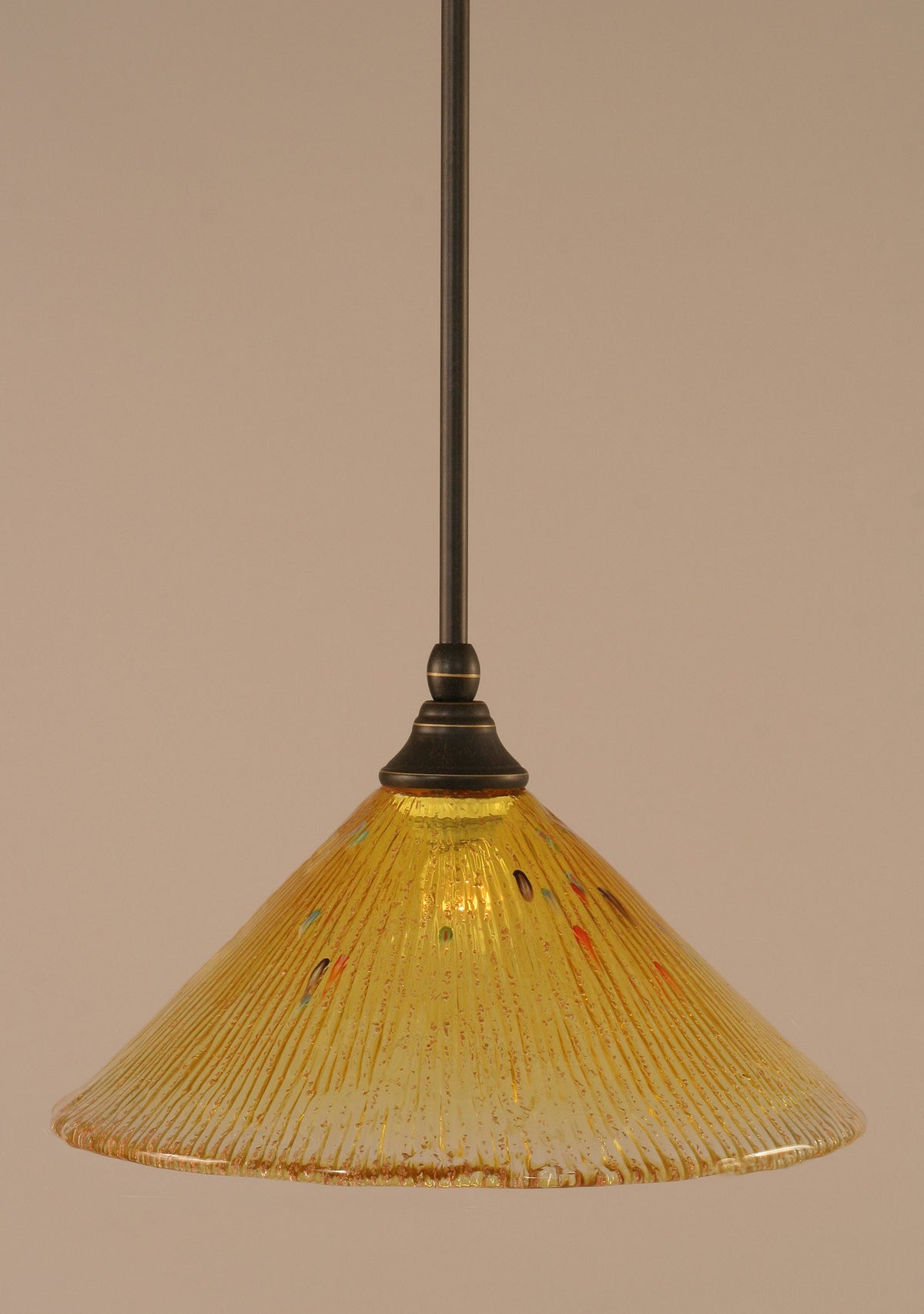 8&quot; One Light Mini Pendant With Gold Champagne Crystal Glass In Dark Granite