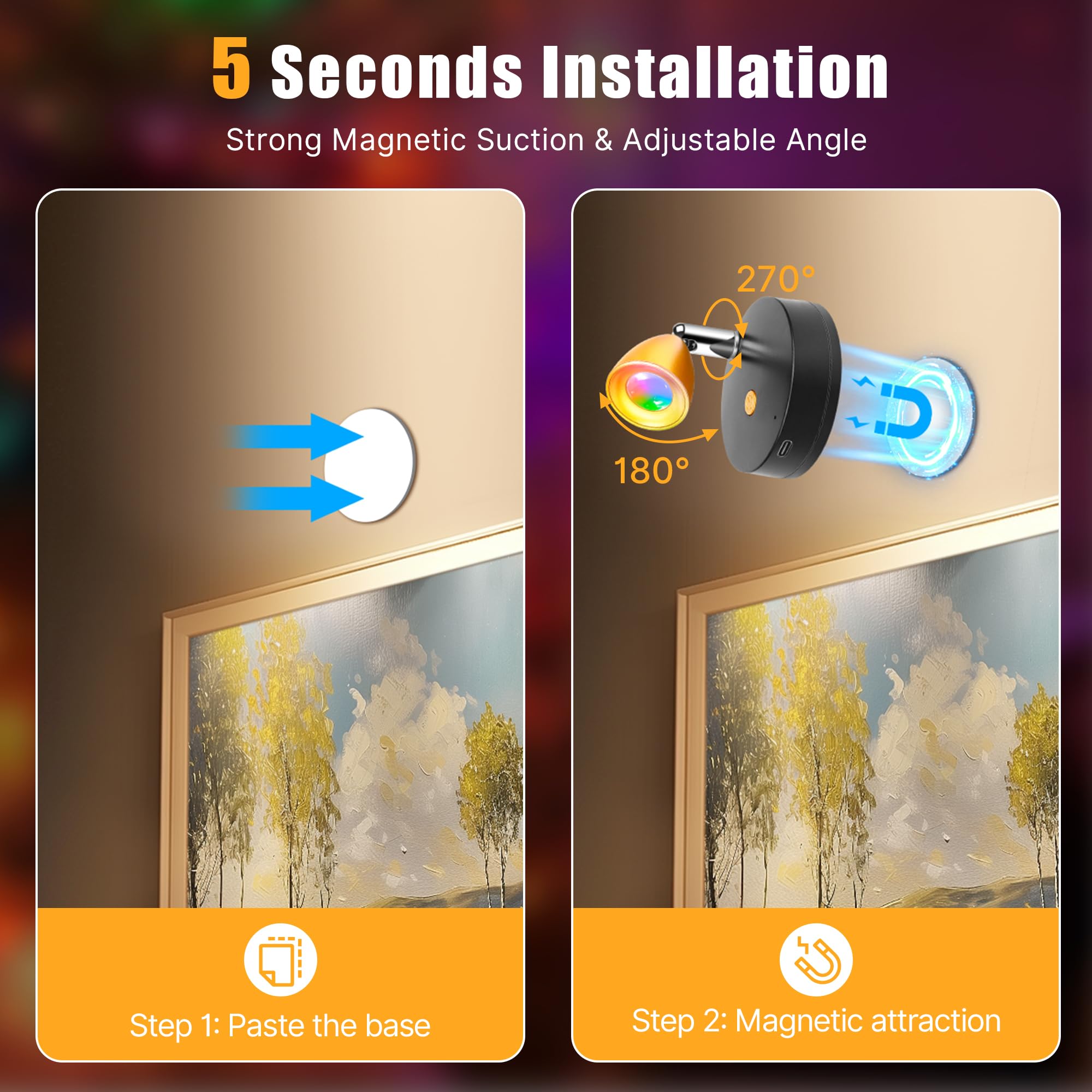 Destlife 4 Pack Rgbw Spotlights Decor, Rechargeable Wireless Spot Lights Indoor Ambient Lighting, Focus Lights Indoor, Accent Li