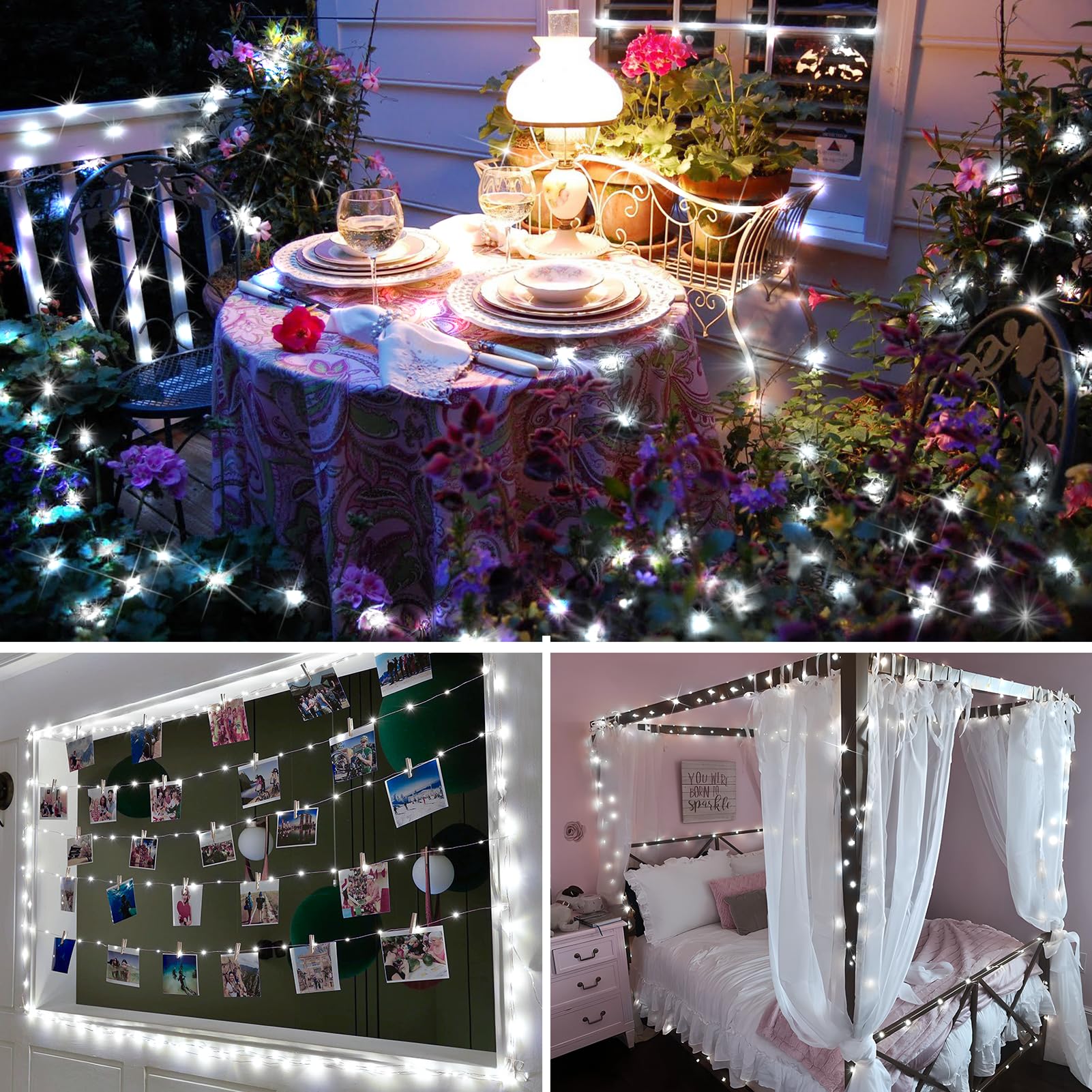 Knonew 400Ft Outdoor Christmas Fairy Lights Plug In,1200 Led String Lights Outdoor Waterproof 8 Modes Memory Times For Wedding B