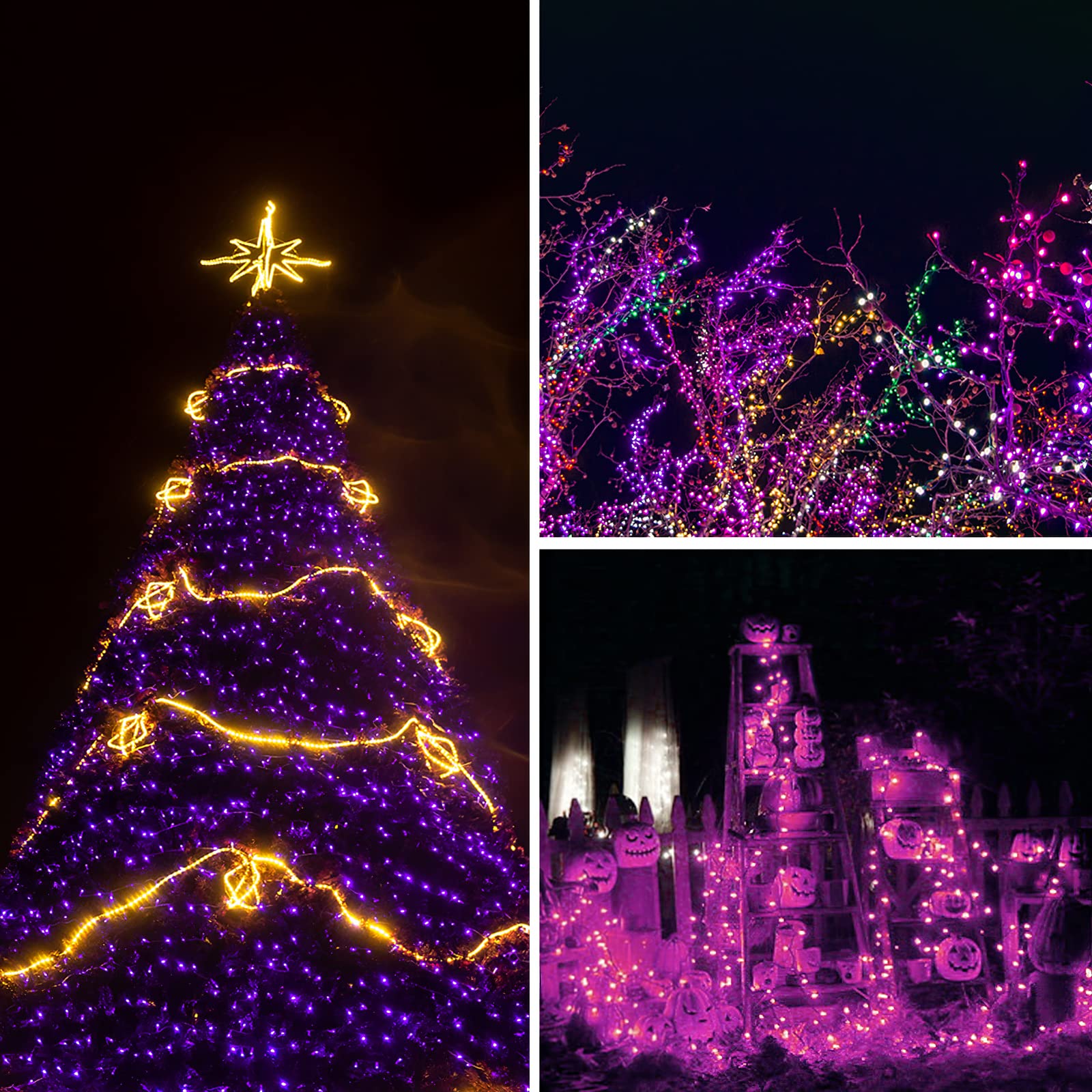 LetsFunny 300 LED Christmas String Lights, UL Certified, 108FT, Purple Light, Model JT-DC030V0200, Indoor & Outdoor Decor