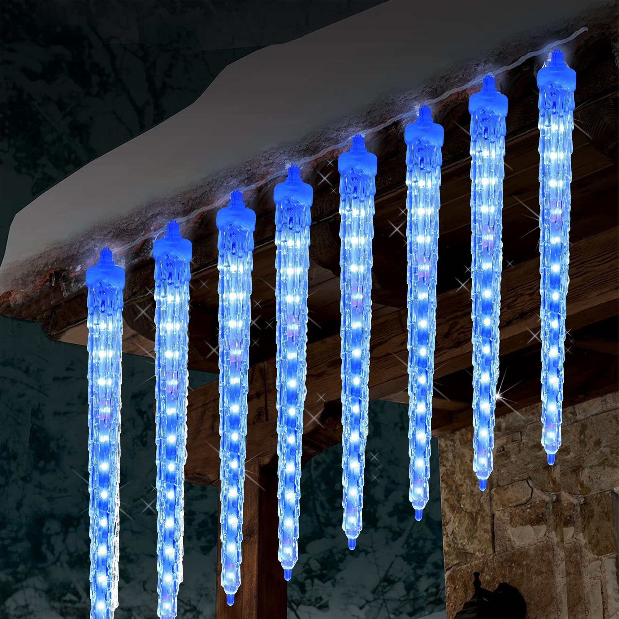 WATERGLIDE Meteor Shower Lights, 12in Icicle Christmas Lights, 192 SMD LED, Blue, Model 2ca14853-552b-4d77-944b-