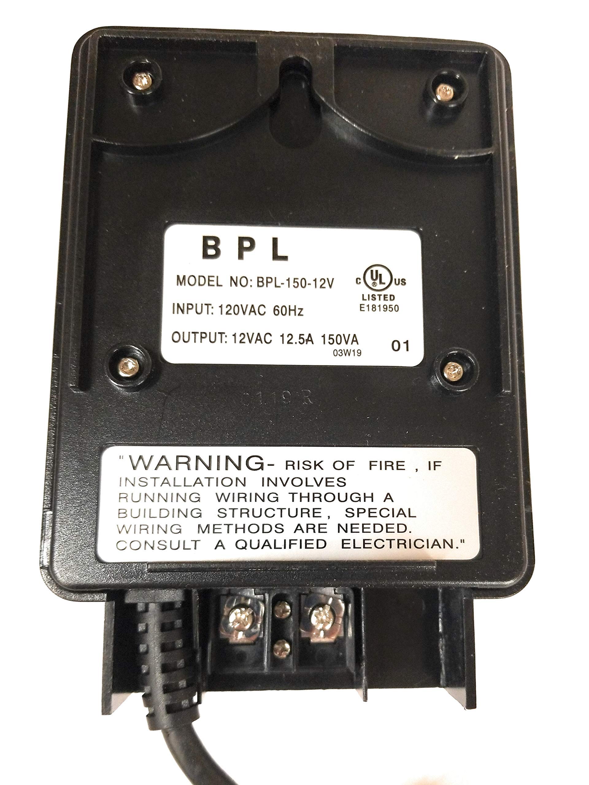 150W Watt Ac To 12V Volt Led & Halogen -120V Volt Low Voltage Landscape Lighting Indoor/Outdoor Weatherproof Transformer Electric Power Pack With Photocell Sensor - Black Case