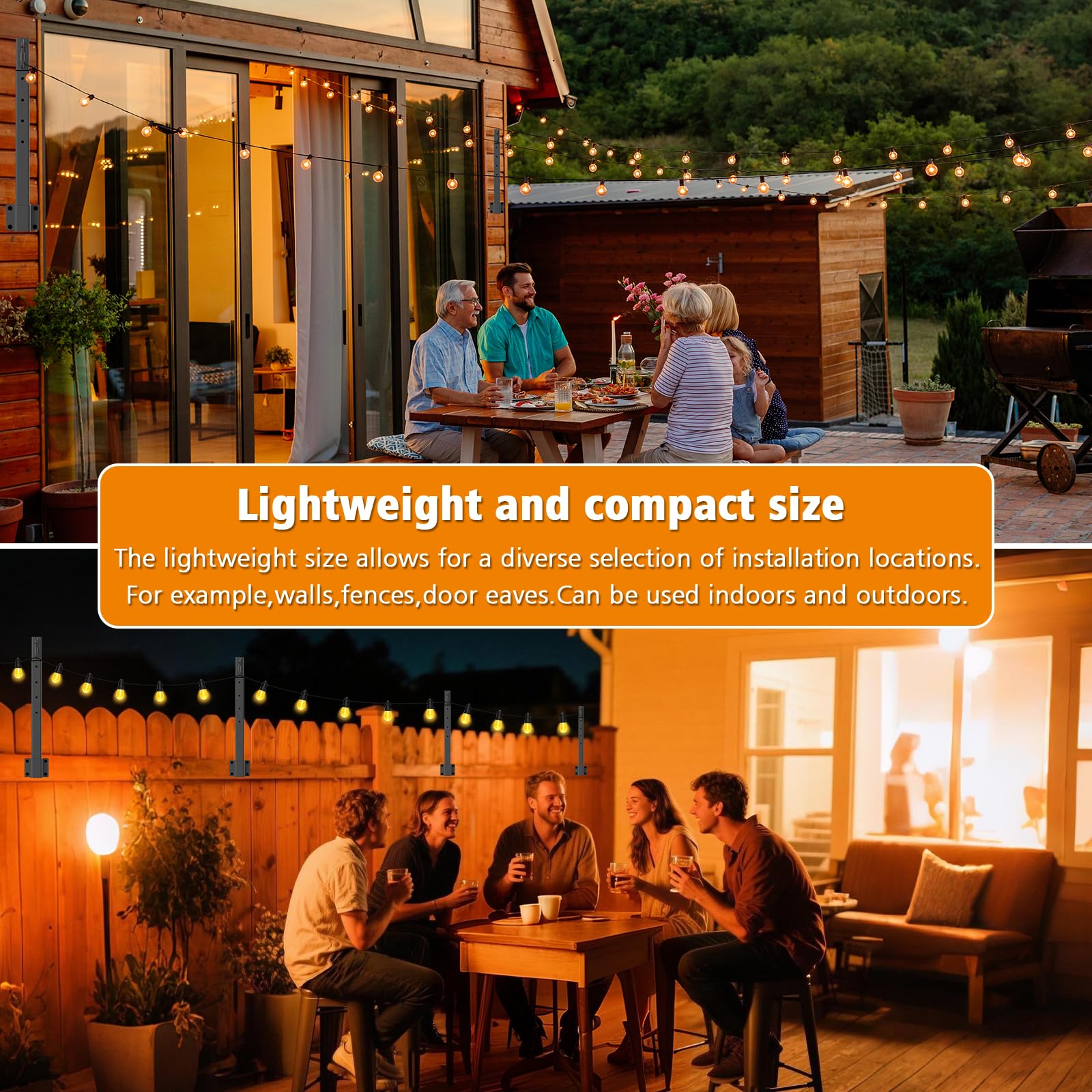Beizelte 6 Pack 2.8FT Metal Suspension Outdoor String Light Poles, Black, Model SLP-Beizelte for Patio, Fence, Wall, Garden, Backyard