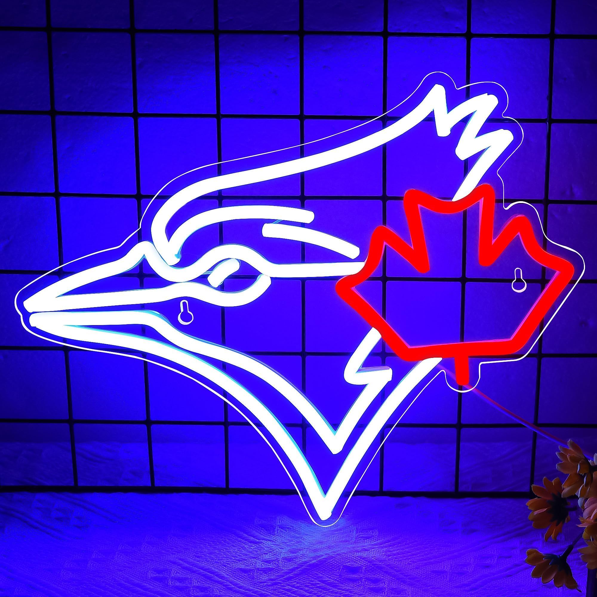 FTMGGDG Baseball Neon Sign Light - Acrylic Wall Decor, 13.8x11in, Jays-Blue & Red, Model FMXD700