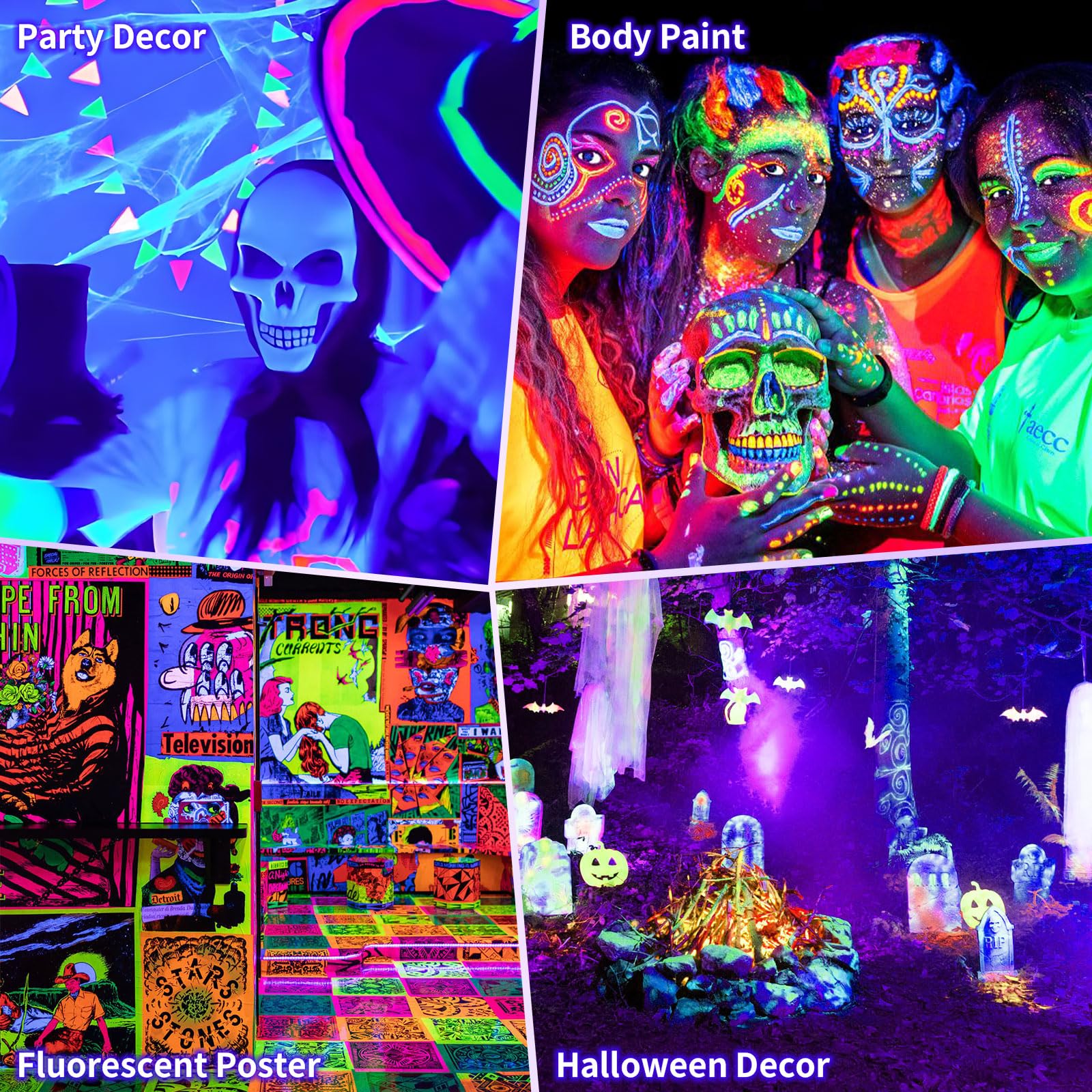 Isuerfy 100W Black Light Bar - Ip66 Waterproof Led, 3 Count, 6Ft Cord, Ideal For Outdoor Neon Glow Parties, Model Isuerfy-Blb100