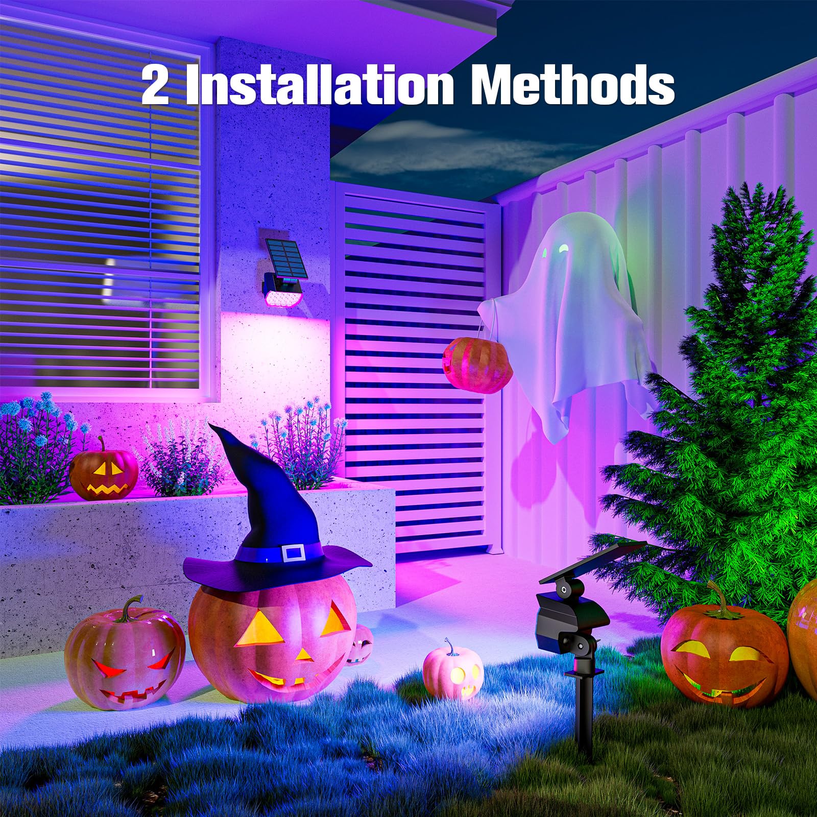 NIORSUN Solar Color Changing Landscape Spotlights, IP67 Waterproof, 7 Lighting Modes, 4 Pack, Multicolor, Model TBD60-Warm12