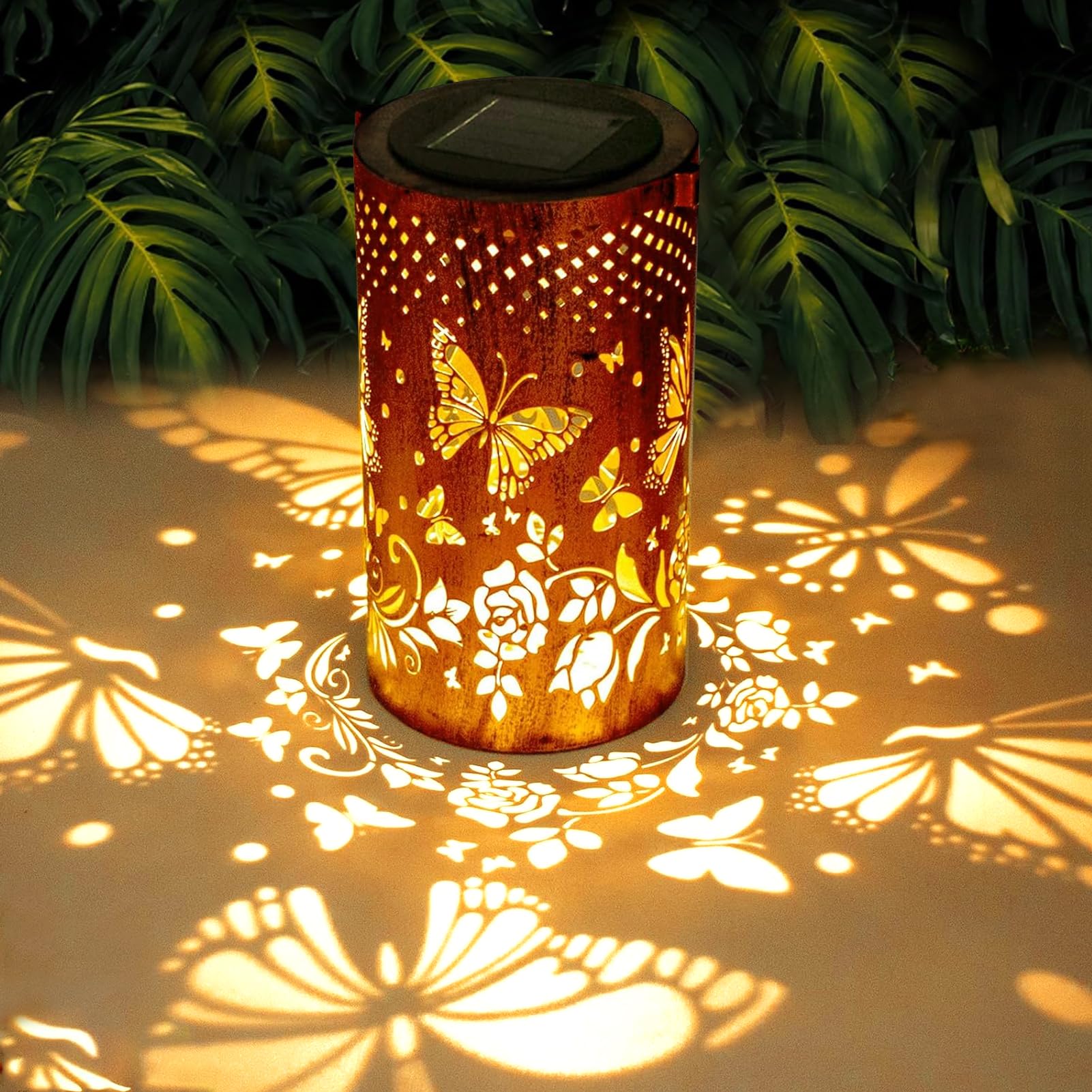 Butterfly Solar Lanterns Outdoor Waterproof Hanging Lights, Butterfly Gifts for Women Mom Grandma, Metal Decorative LED Solar La