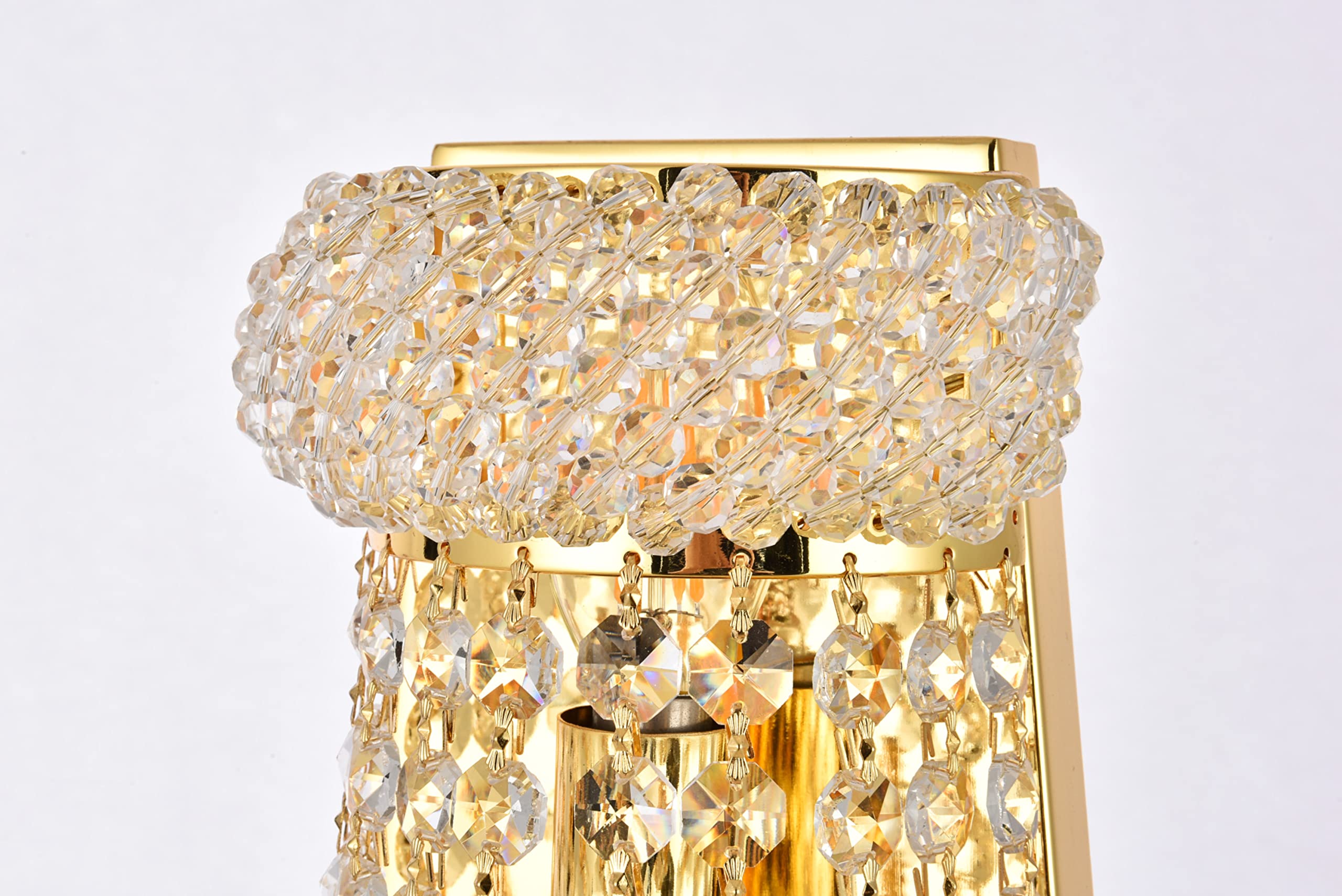 Elegant Lighting Gold Wall Sconce, 4 Light Fixture With Clear Royal Cut Crystal
