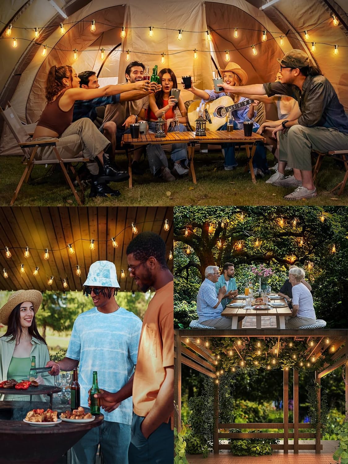 Svater Outdoor String Lights Led 25 Ft, Patio Lights For Outside Waterproof Ip65 With Shatterproof S14 Led Bulbs, Cafe Bistro Ha