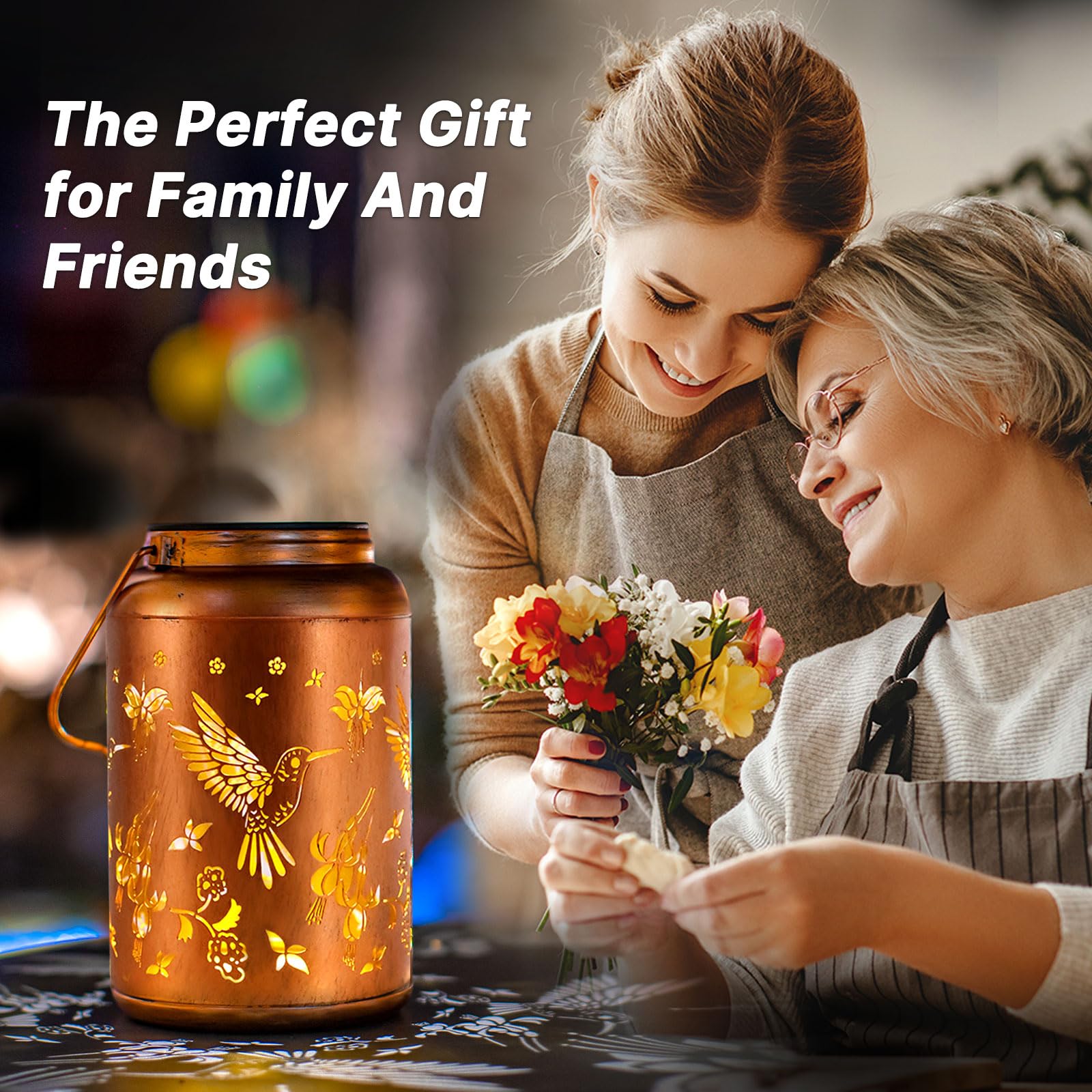 Solar Lanterns Outdoor Waterproof Hummingbird Hanging Solar Lights,Hollowed Metal Lantern Light Decorative For Garden,Patio,Yard