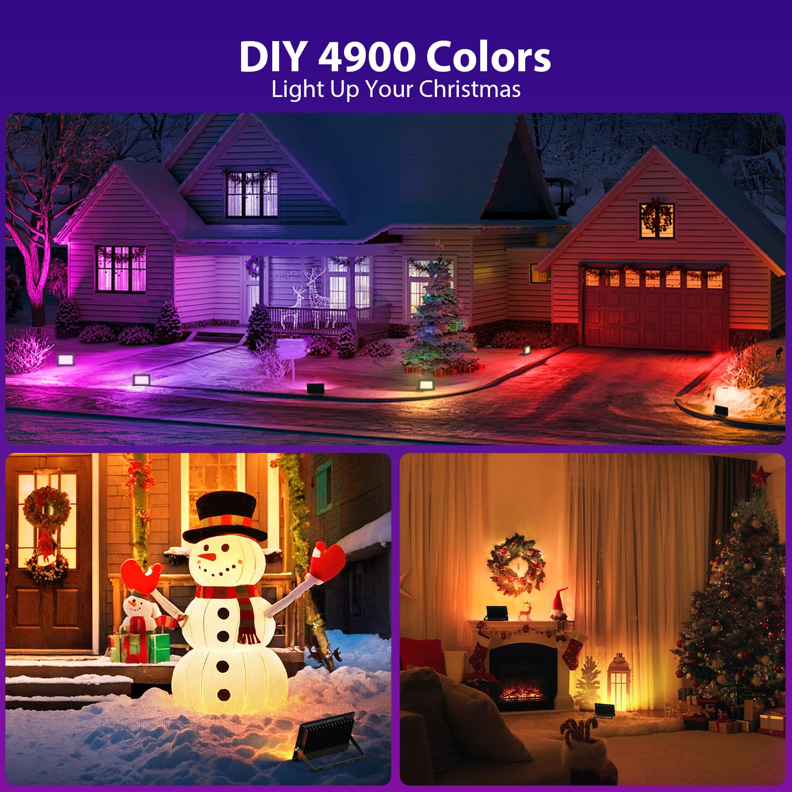 30W Led Flood Light Outdoor, 2700K Warm White Rgb Flood Lights With Remote, Diy Color Changing Outdoor Lights, Ip66 Waterproof U
