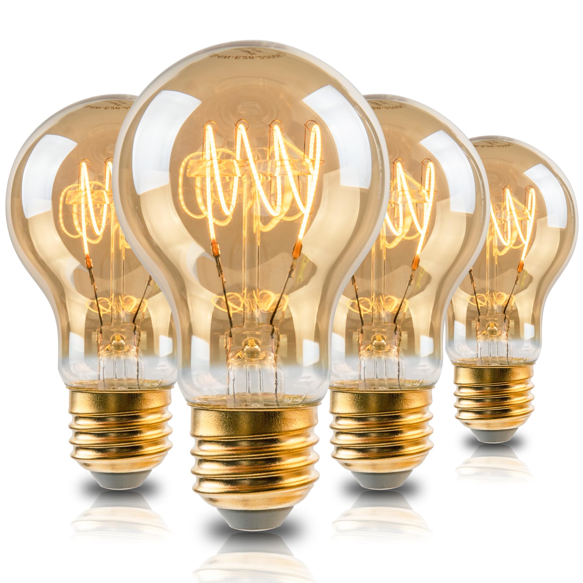 Wesome Lighting Vintage 6W LED Edison Bulbs, Dimmable, 2700K Warm White, E26 Base, 4 Pack