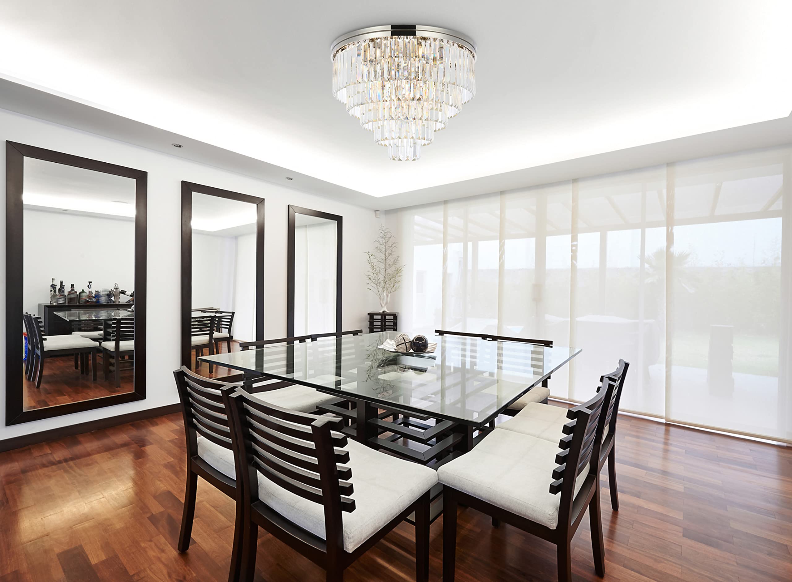 Elegant Lighting 17-Light Flush Mount, Metal, Matte Black, Royal Cut, Model 1231F32MB/RC