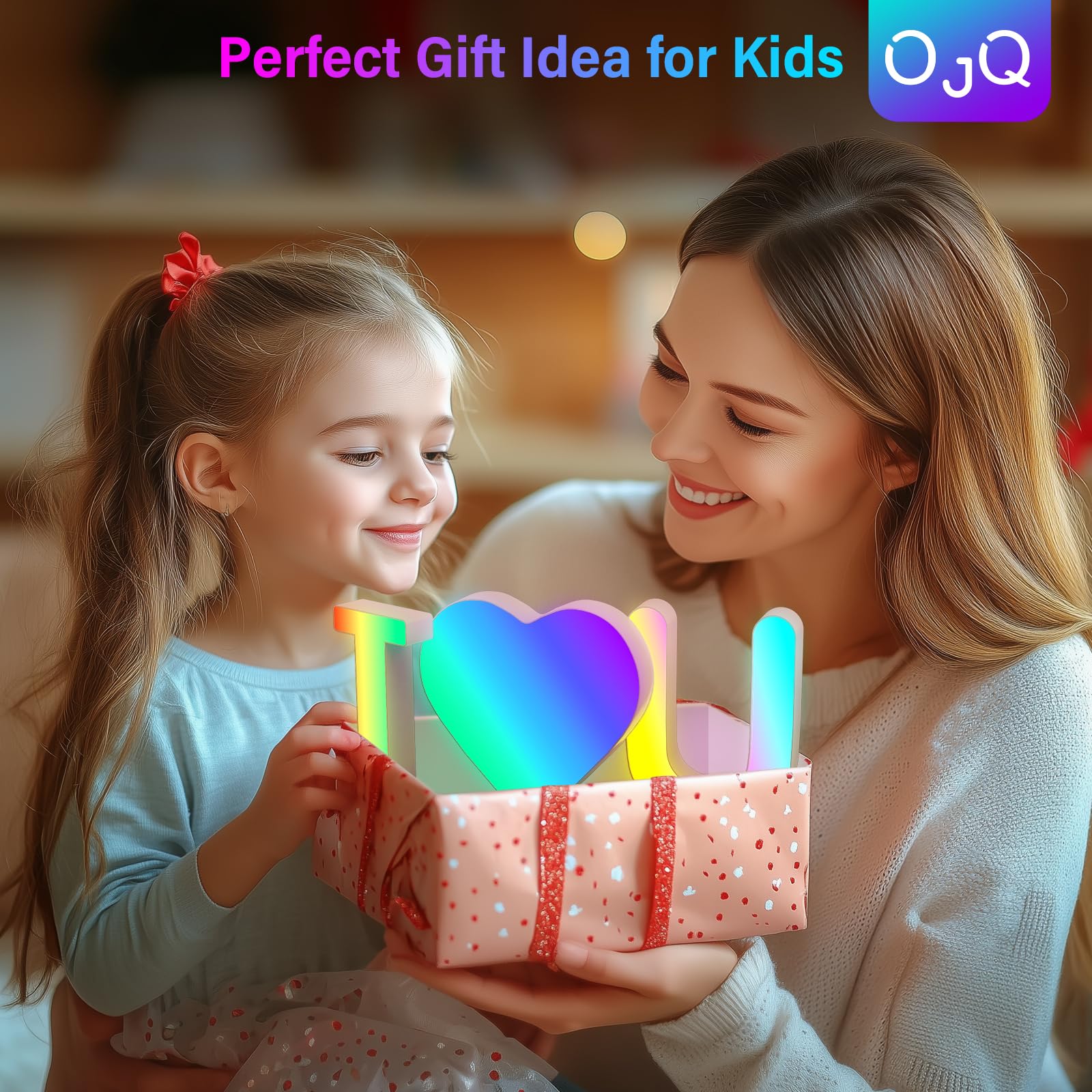 OJQ LED Light Up Letters Marquee Decor - Music Sync Color Change - 6.17in x 5.9in x 1in - Model A1 - Ideal for Christmas/Birthday Gifts