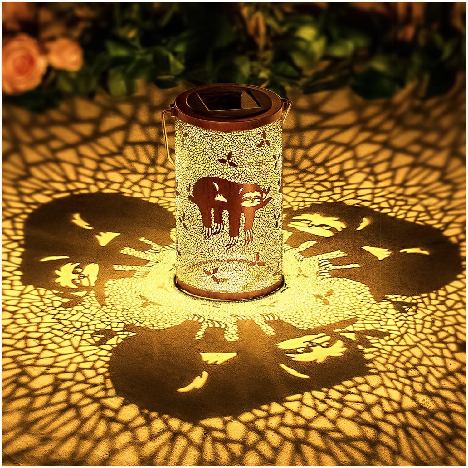 Sloth Solar Lanterns Outdoor Waterproof Hanging Solar Lights Sloth Gifts For Women Men Metal Decorative Led Sloth Lanterns For Garden Decor,Yard,Patio,Lawn,Tabletop,Pathway,Landscape