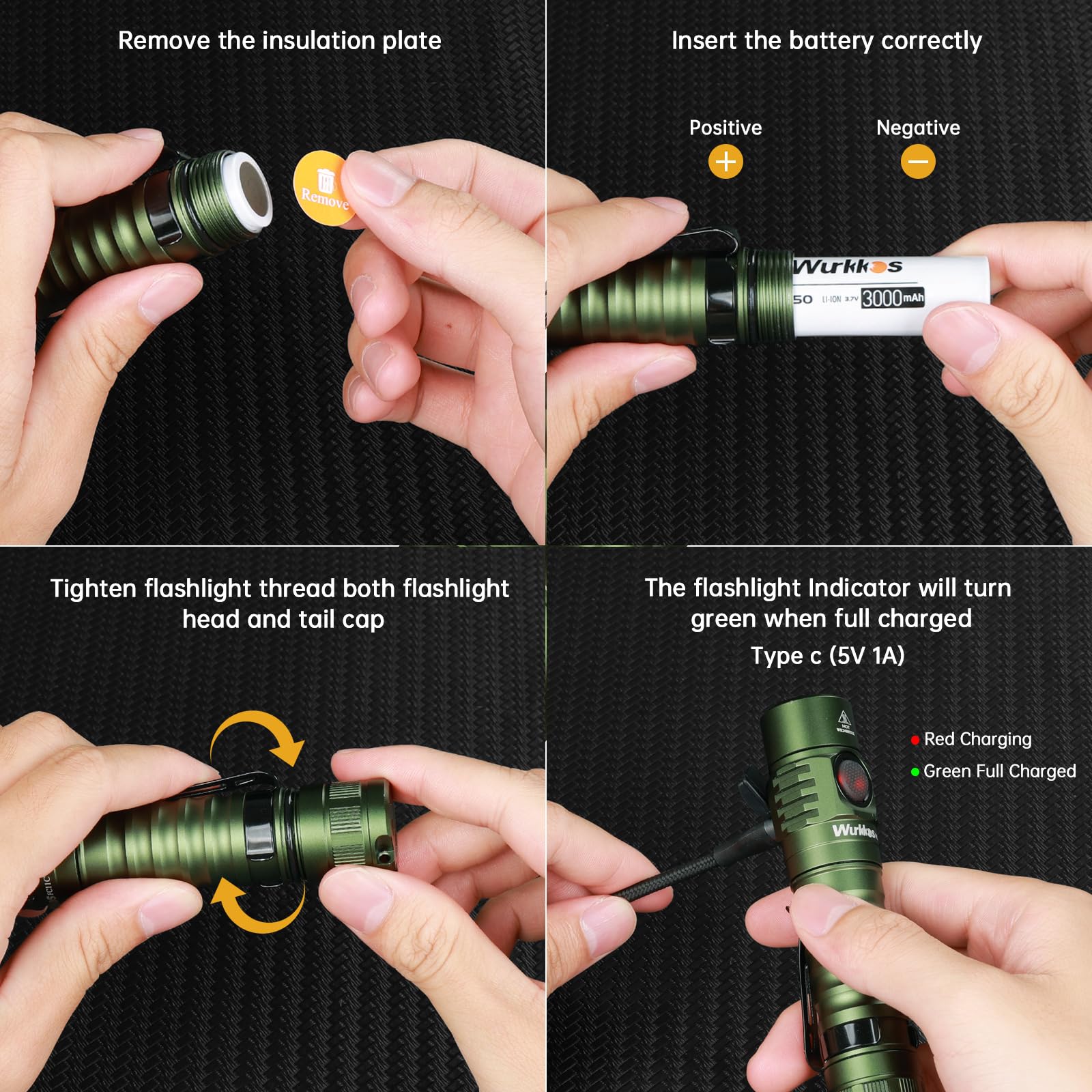 Wurkkos FC11C LED Flashlight - 1200 Lumen, IP68 Waterproof, Magnetic Tailcap, 155M Beam Distance, Green 4000K