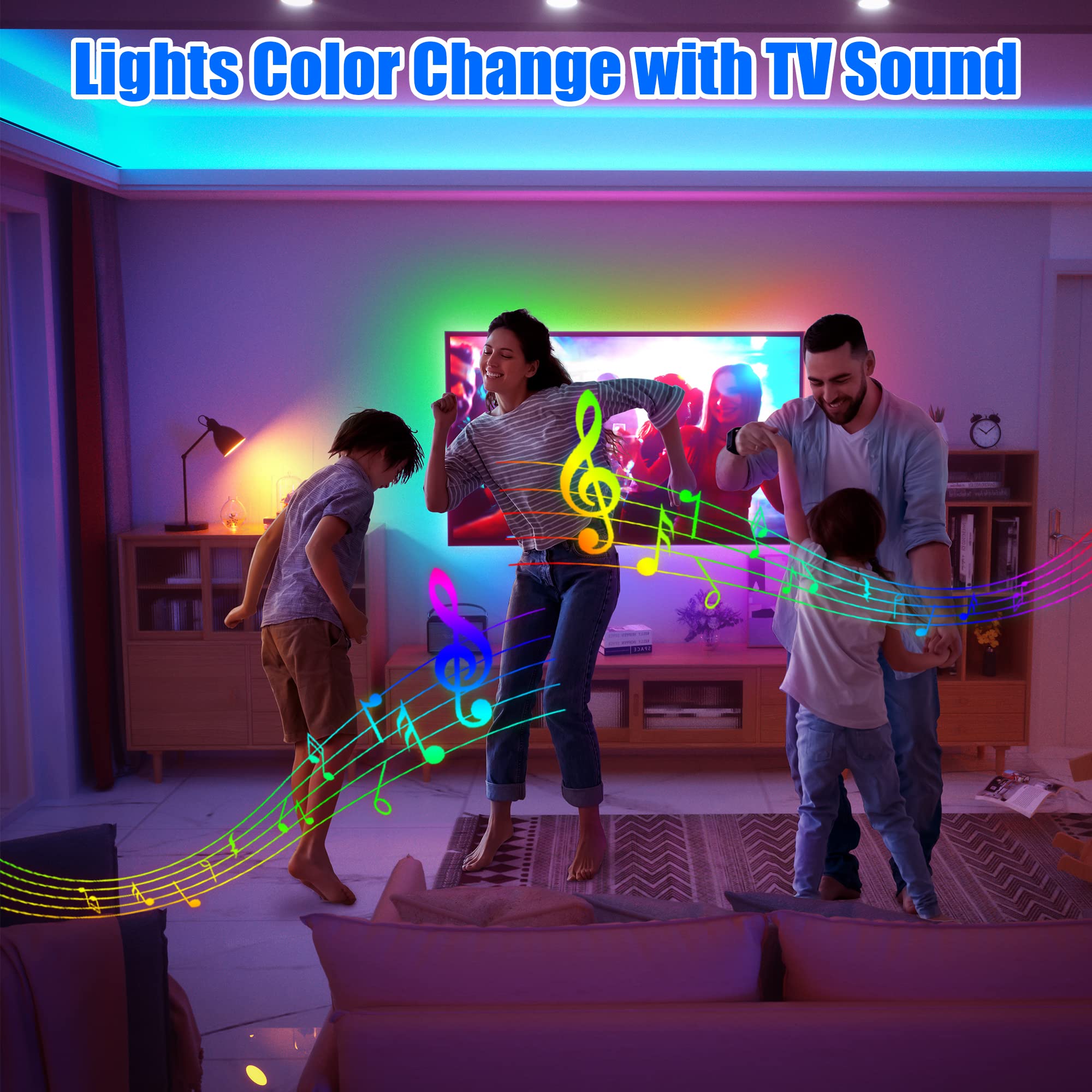 maylit ICRGB TV LED Backlight, 16.4ft Bluetooth Lights for 75-85in TV, Multicolor, Remote/App Control, Music Sync