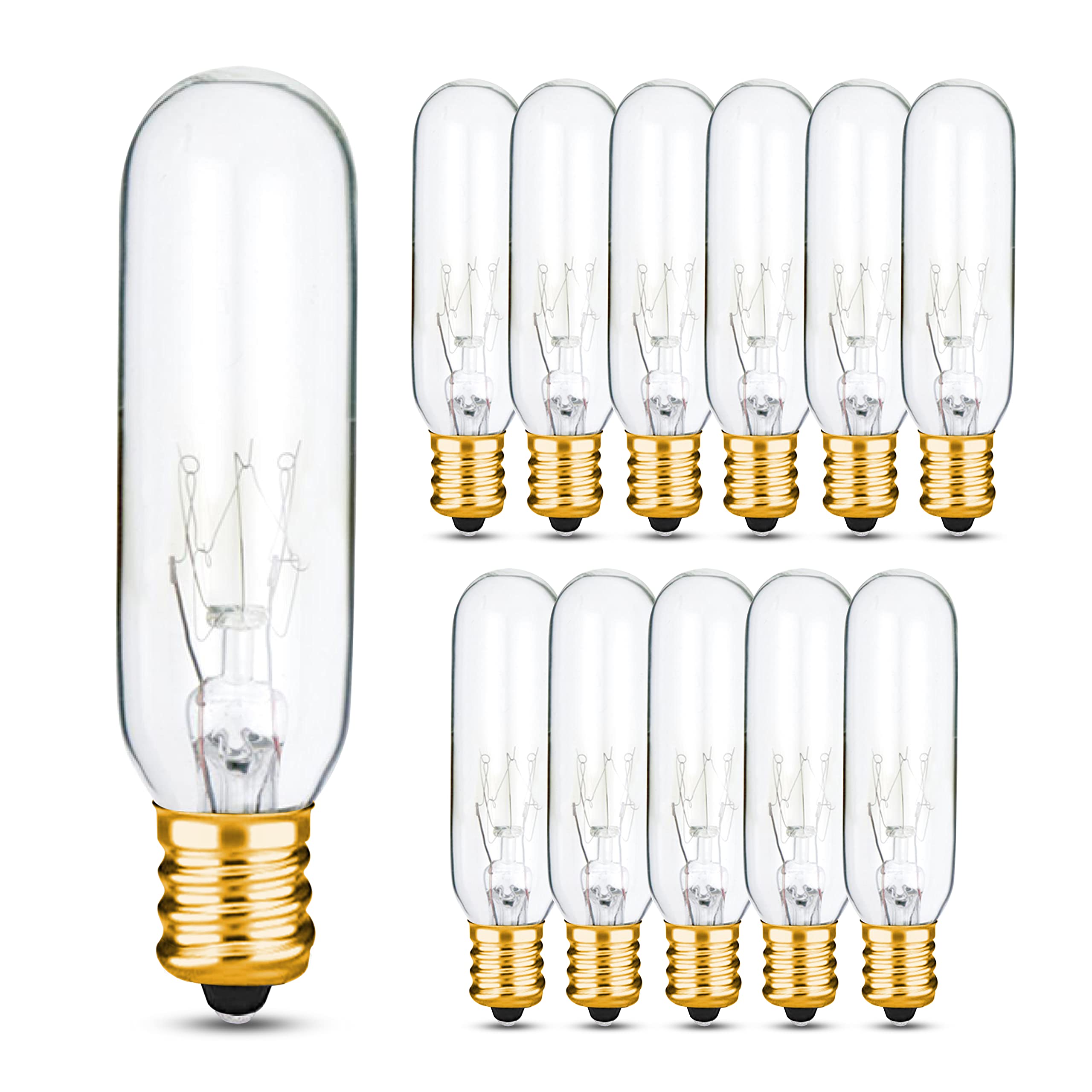 Ohbulbs 12 Pack - T6 Tubular Light Bulb - Clear 25 Watt - E12 Candelabra Base Dimmable - Warm White Light 180 Lumens E12 Candelabra Base