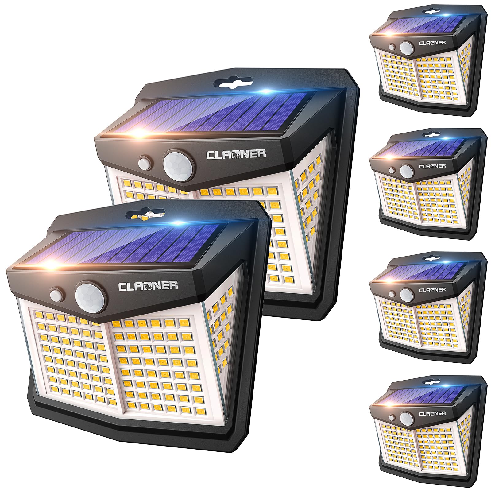 CLAONER Solar Lights Outdoor, [128 LED/6 Packs] Solar Motion Sensor Lights 3 Working Modes Outdoor Lights with 270? Wide Angle W