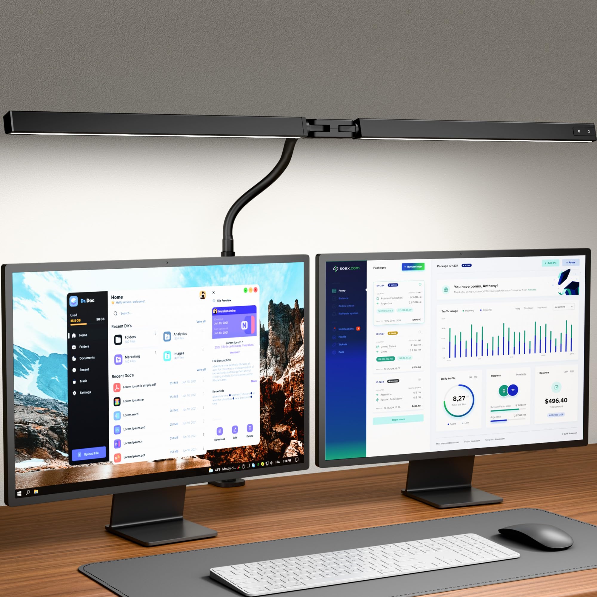 ONLYWIN LED Desk Lamp with Clamp, Adjustable Gooseneck, 3 Color Modes, Black, Model SDDL007, Medium Size