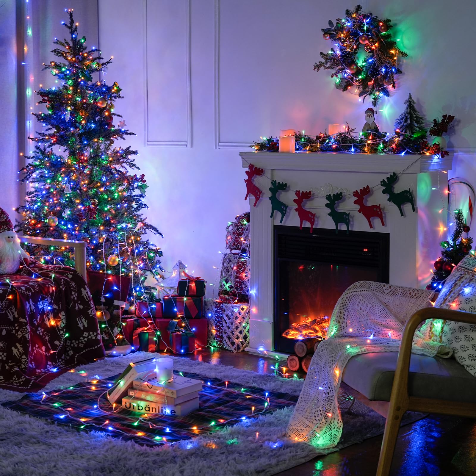 Jmexsuss 150 Led Multicolor String Lights Indoor Outdoor Waterproof, 59 Ft Connectable Christmas Tree Lights, 8 Modes Plug In Colorful String Lights For Patio, Party, Holiday Decorations