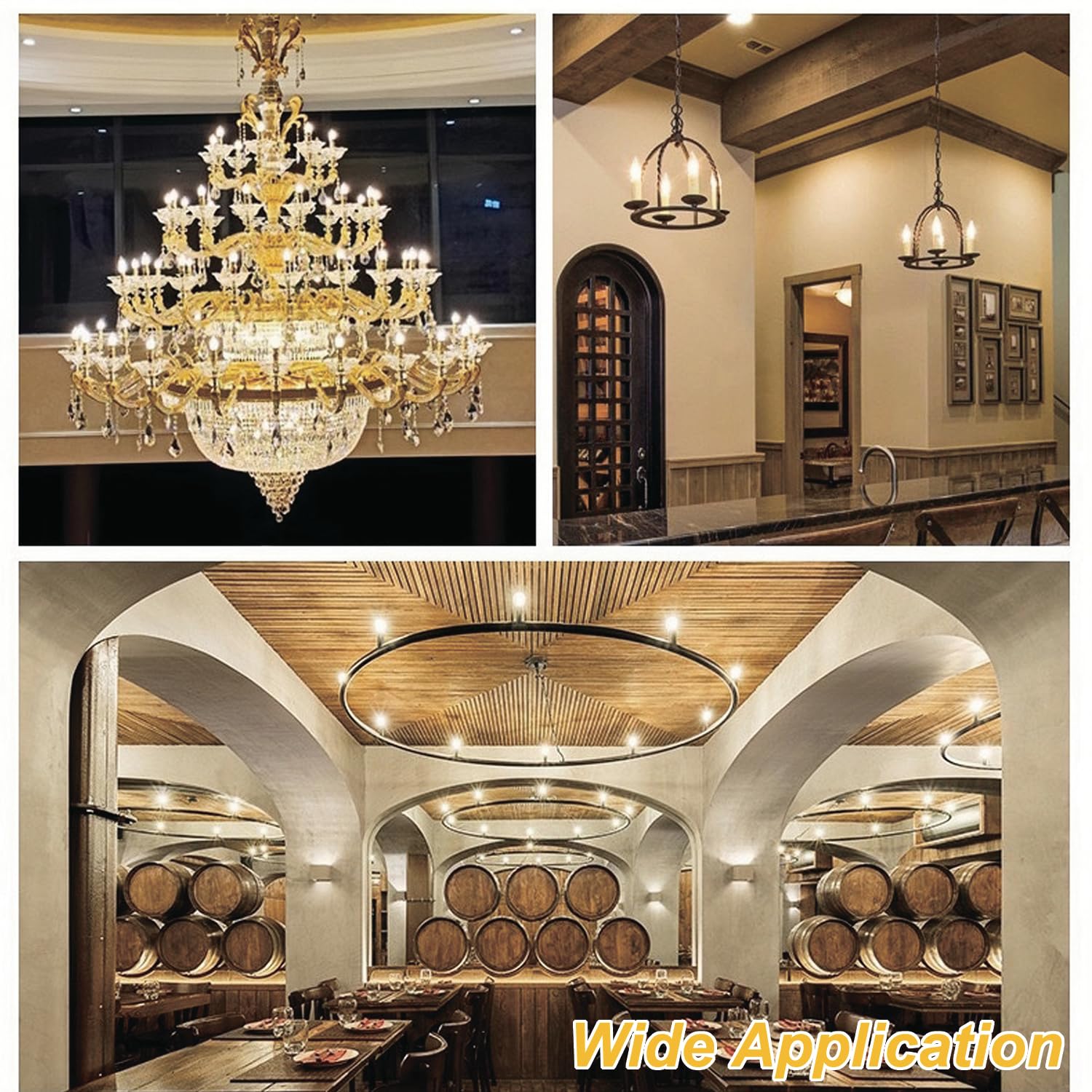 H&D home interchanges E12 LED Light Bulbs Dimmable 5000K Daylight White 4W 12 Pack Glass Filament Candle Bulbs