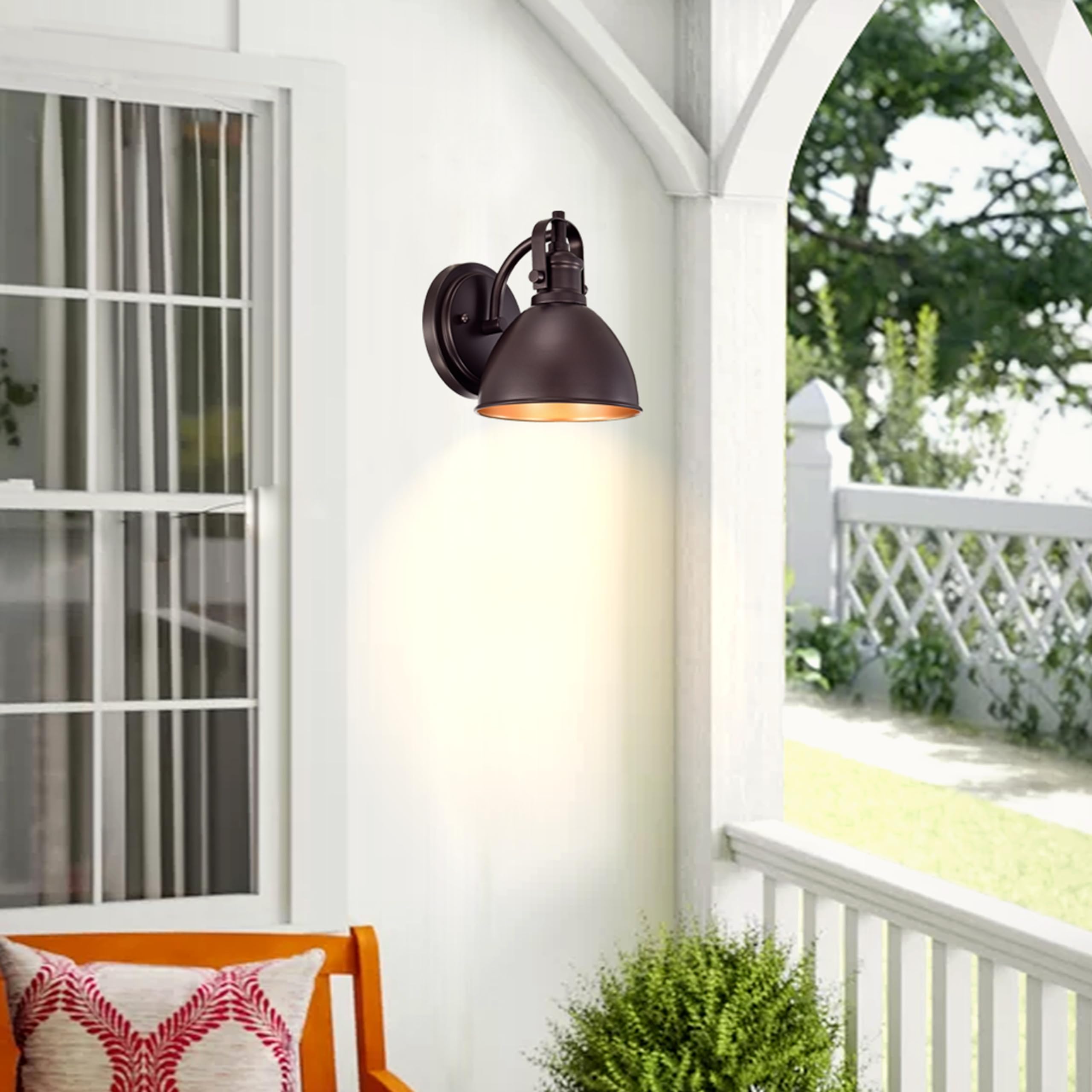ACLand 2 Pack Gooseneck Barn Light Fixtures, 7.5 Inch Vintage Metal, Oil Rubbed Bronze, for Indoor/Outdoor Use, Model A40231