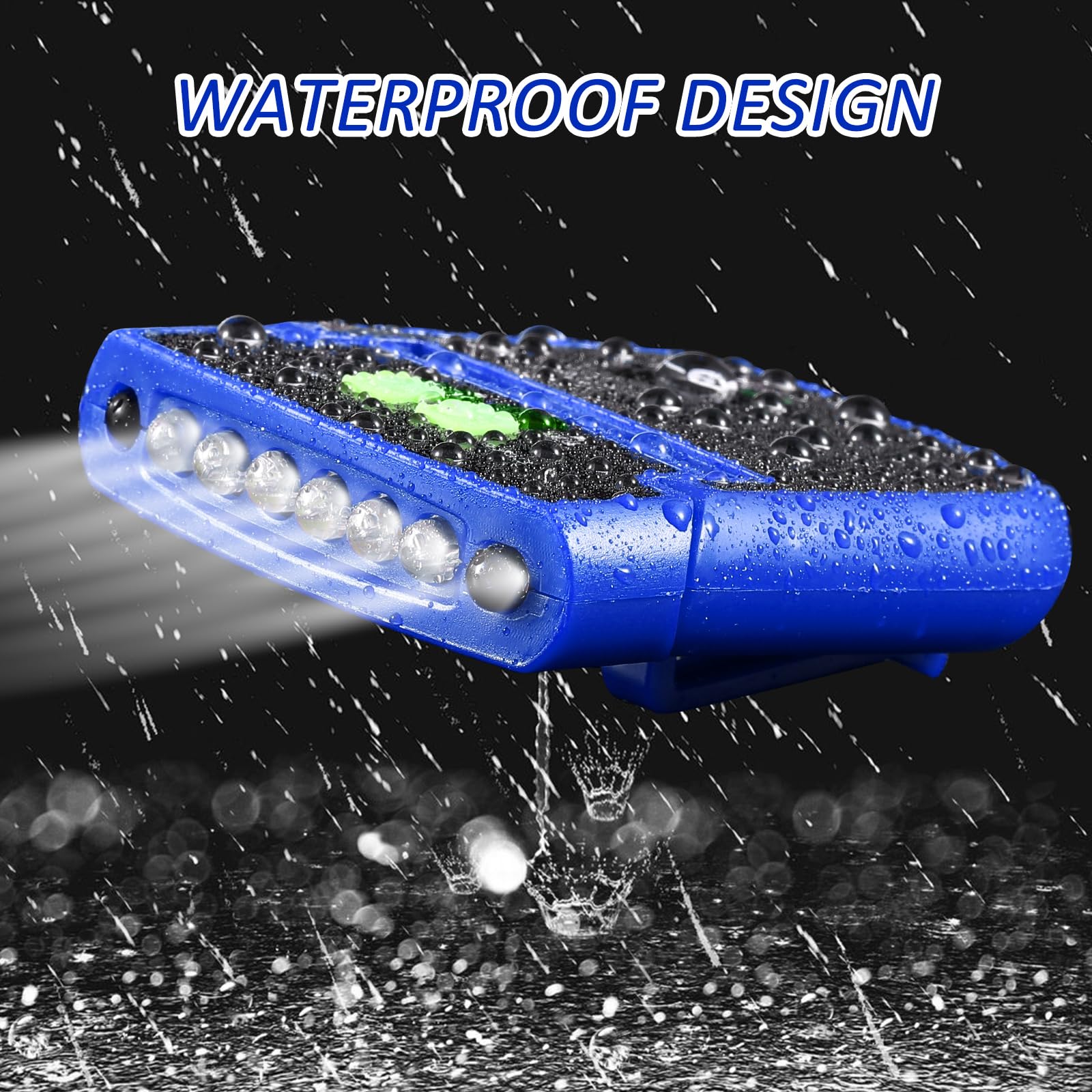 Mudder LED Clip on Cap Lights, USB Rechargeable, Waterproof, Ultra Bright, Model Mudder-IKJW637, Color Blue