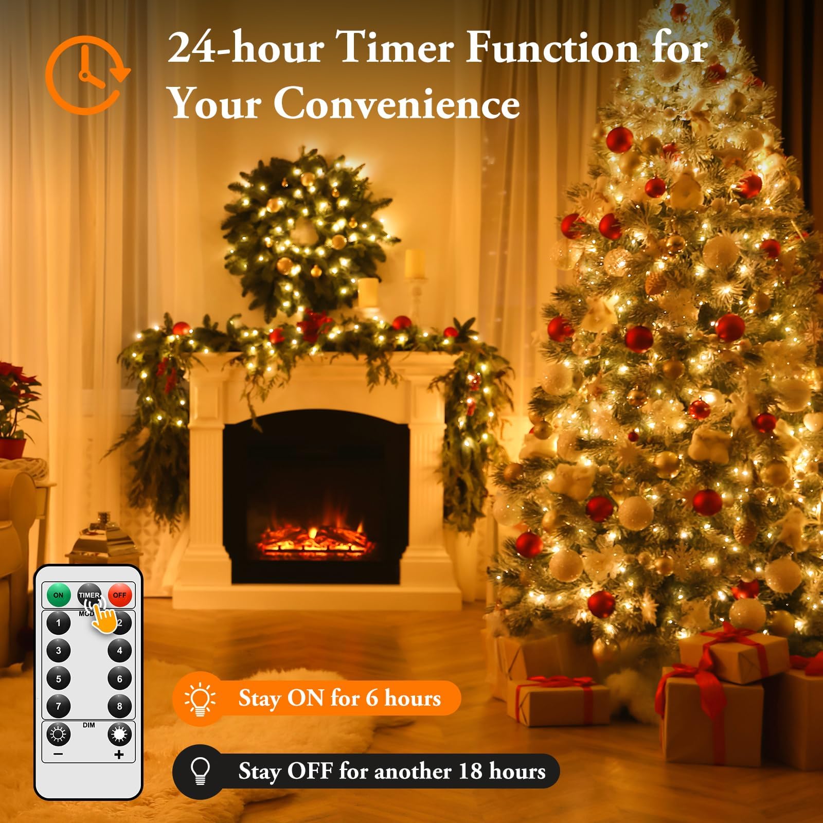 Lakumu 4-Pack 33Ft 100 Led Fairy Lights Battery Operated, Remote Control String Lights With Timer, 8 Modes Waterproof Outdoor Twinkle Lights For Bedroom Classroom Dorm Diy Christmas Party, Warm White