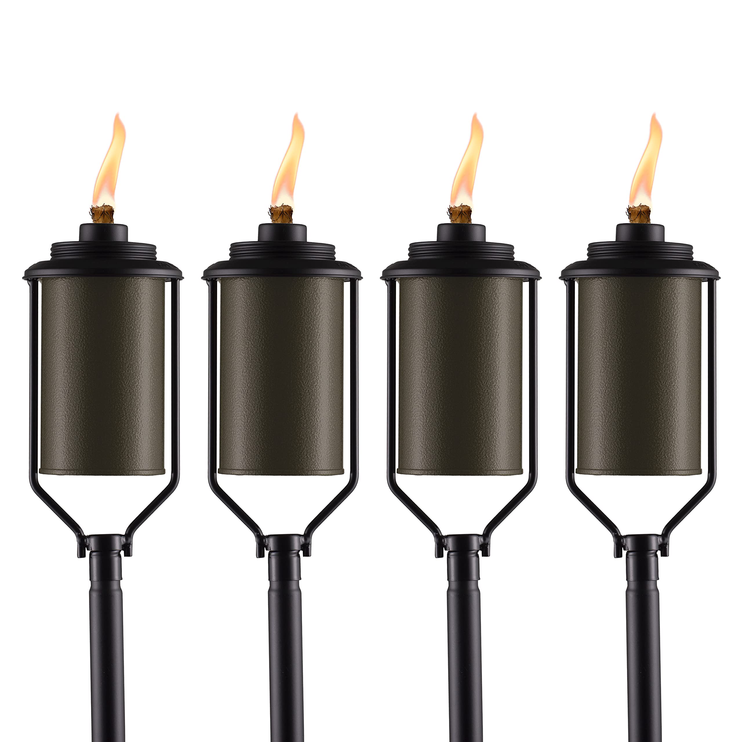 TIKI Easy Install 4-Pack Simply Metal Torches - Bronze Decorative Outdoor Lighting for Patio, Lawn, Backyard & Garden | 65 | Wea