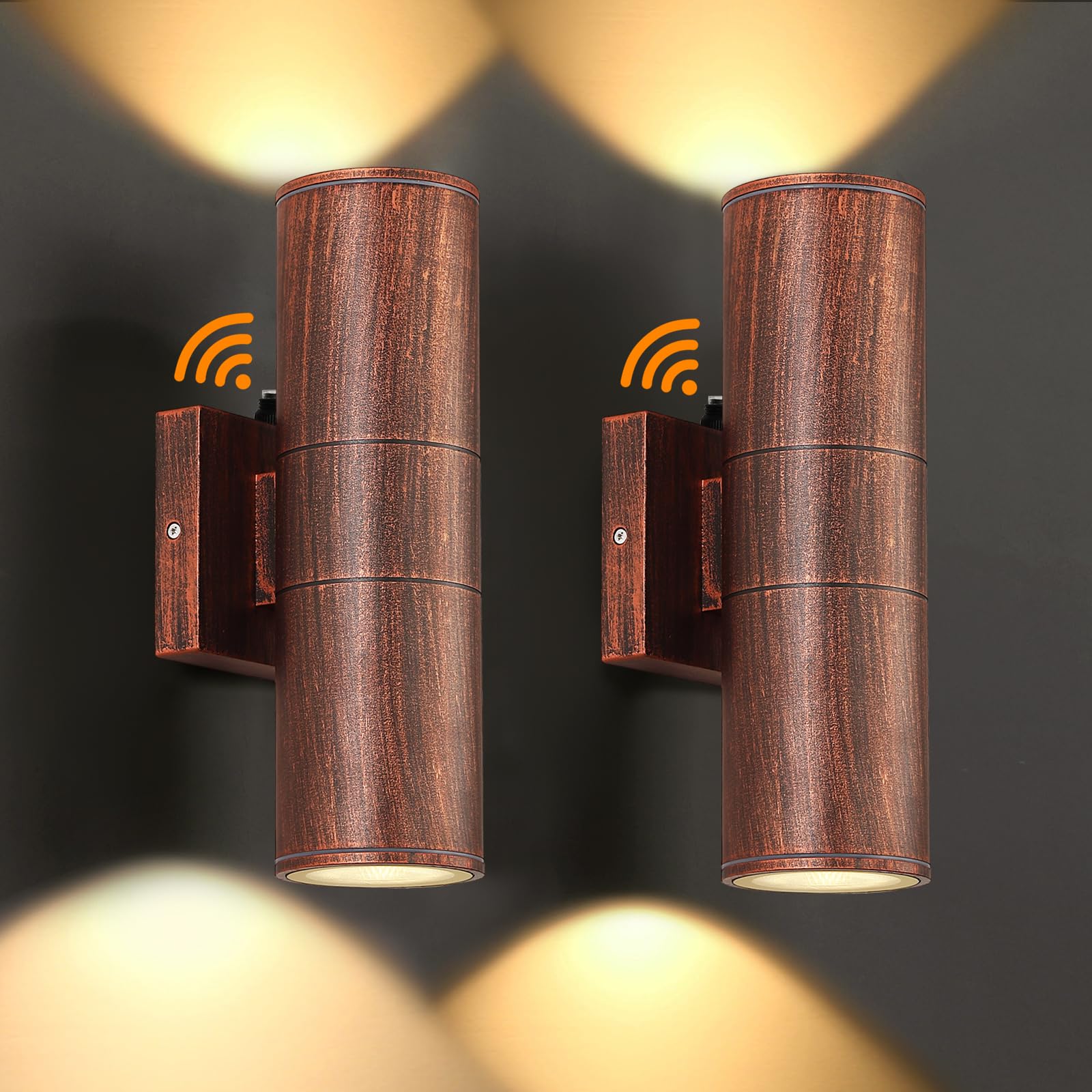 Dakaful Dusk To Dawn Outdoor Lighting Sensor Wall Lights 2Pack  12W 2700K Integrated Led Cylinder Up Down Lights Outdoor  Ip65 Waterproof Aluminum Wall Sconce Exterior Wall Light For Porch Patio Etc.