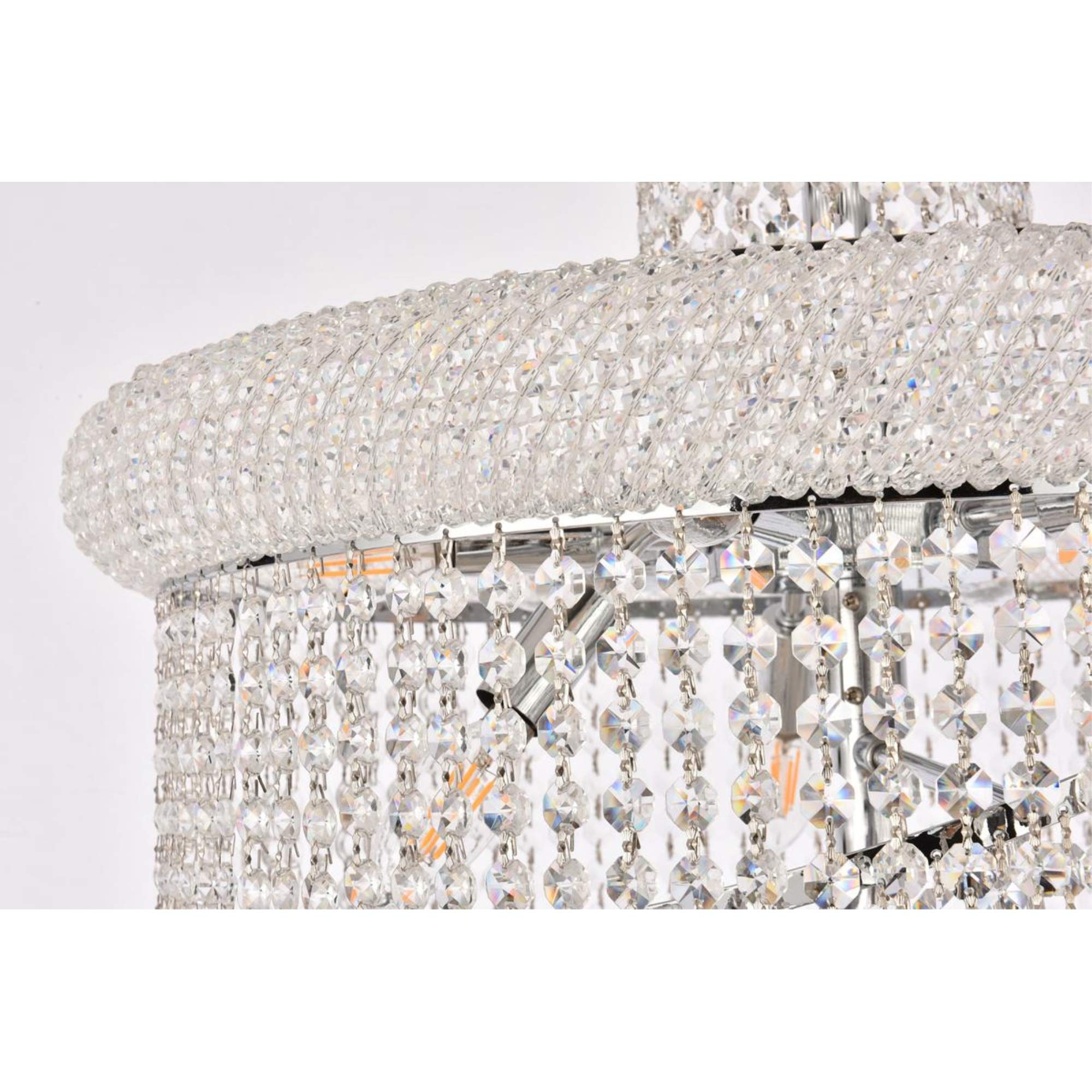 Elegant Lighting 1800SR22C/RC 22-Light Crystal Chandelier, Five-Tier, Chrome Finish, 22in x 60in