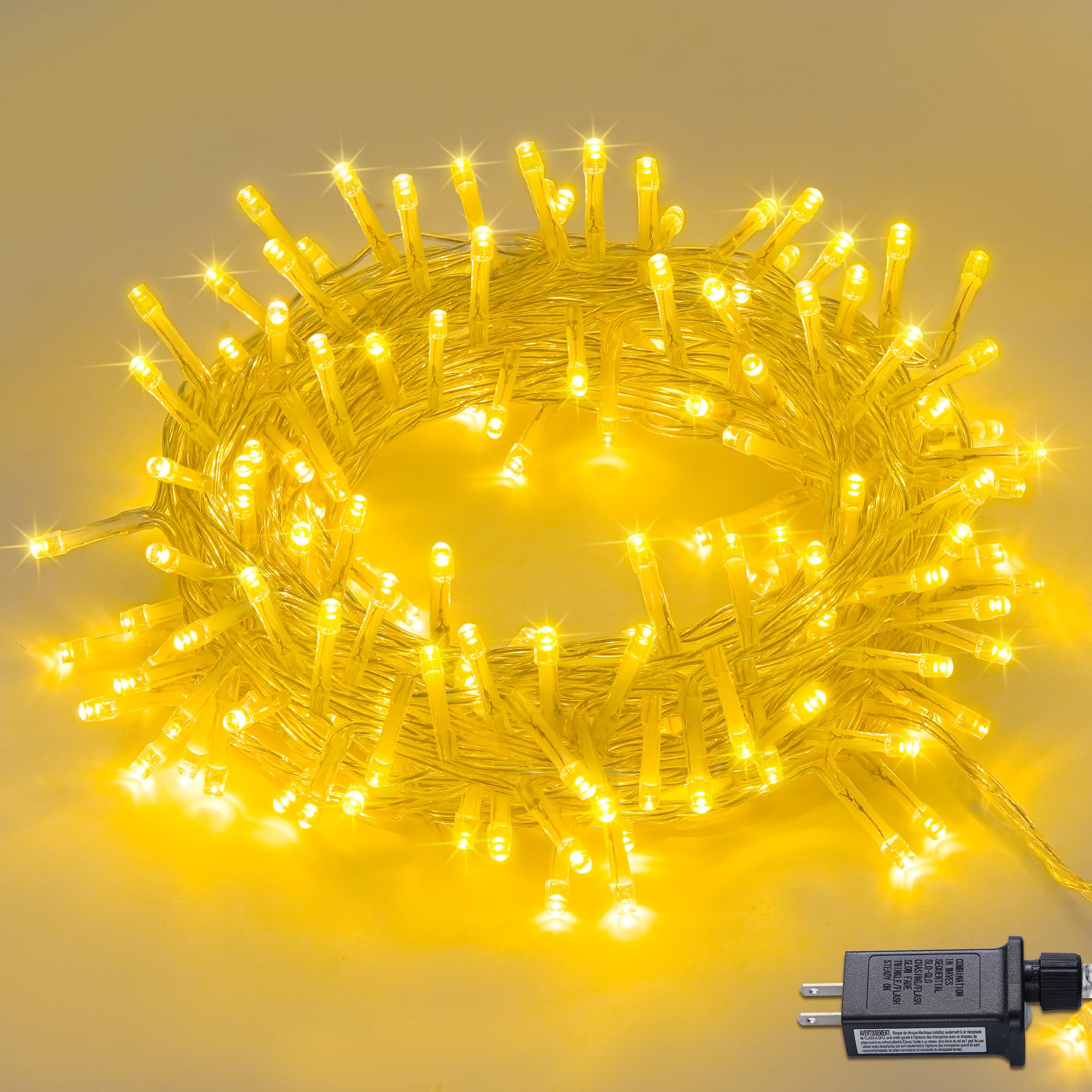 POTIVE 100 LED Warm White Christmas Lights, 33ft Waterproof String Lights, 8 Modes, Model EXS-S-0100