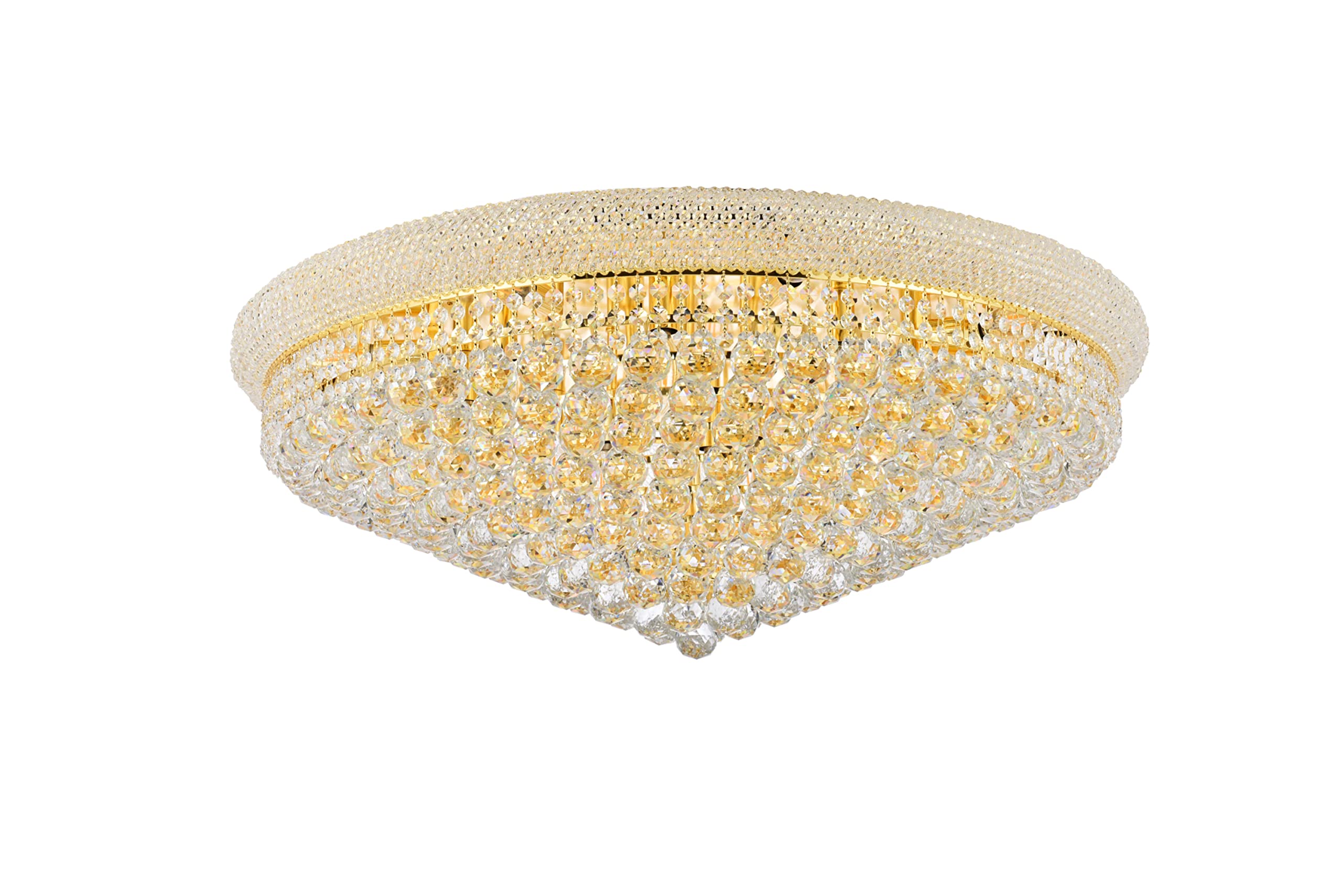 Elegant Lighting 1800F36C/Rc Royal Cut Primo 20-Light, Single-Tier Flush Mount Chandelier, Finished In Chrome With Clear Crystals