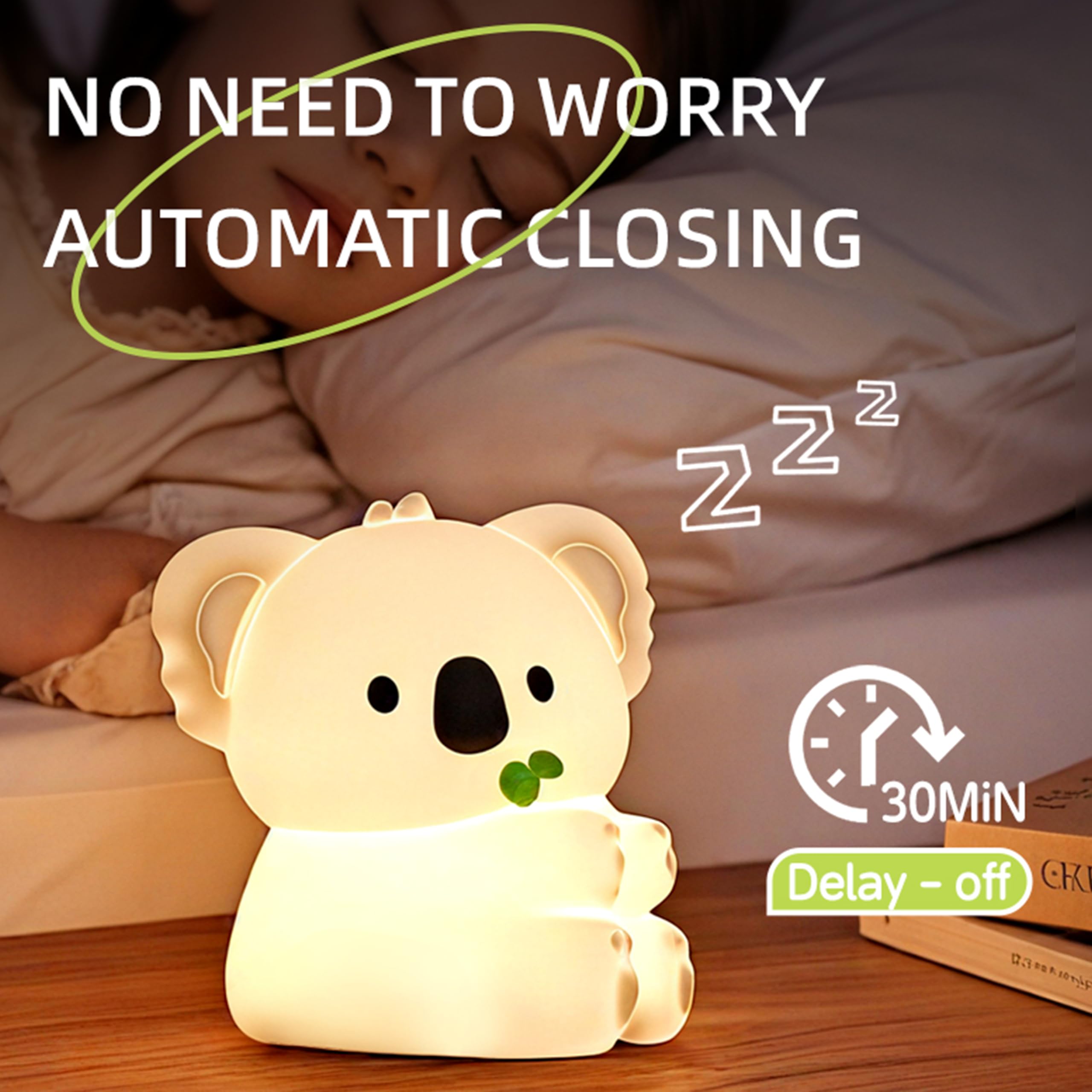 Myratts Koala Night Light, 7 Colors Dimmable Bedside Lamp, Touch Control Night Lamp with Timer for Kids Adults, Used for Camping