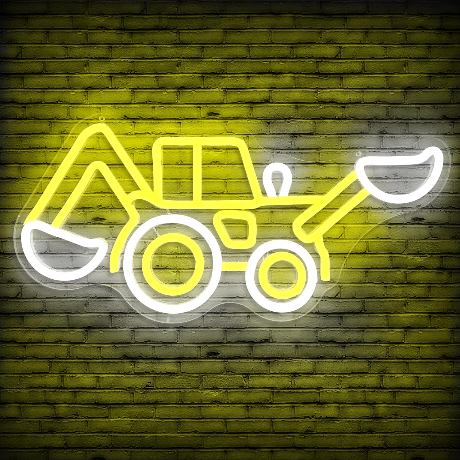 Cheunyar Excavator Neon Sign for Wall Decor Dimmable Construction Excavator Vehicles Led Neon Light Excavator Neon Light Boy Neo
