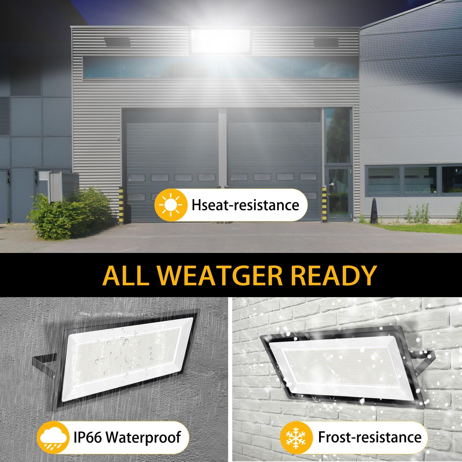 YANYCN 800W LED Flood Light 2 Pack, 88500LM, 5000K Daylight White, IP66 Waterproof for Sports Fields, Model 800W-TG-XPG