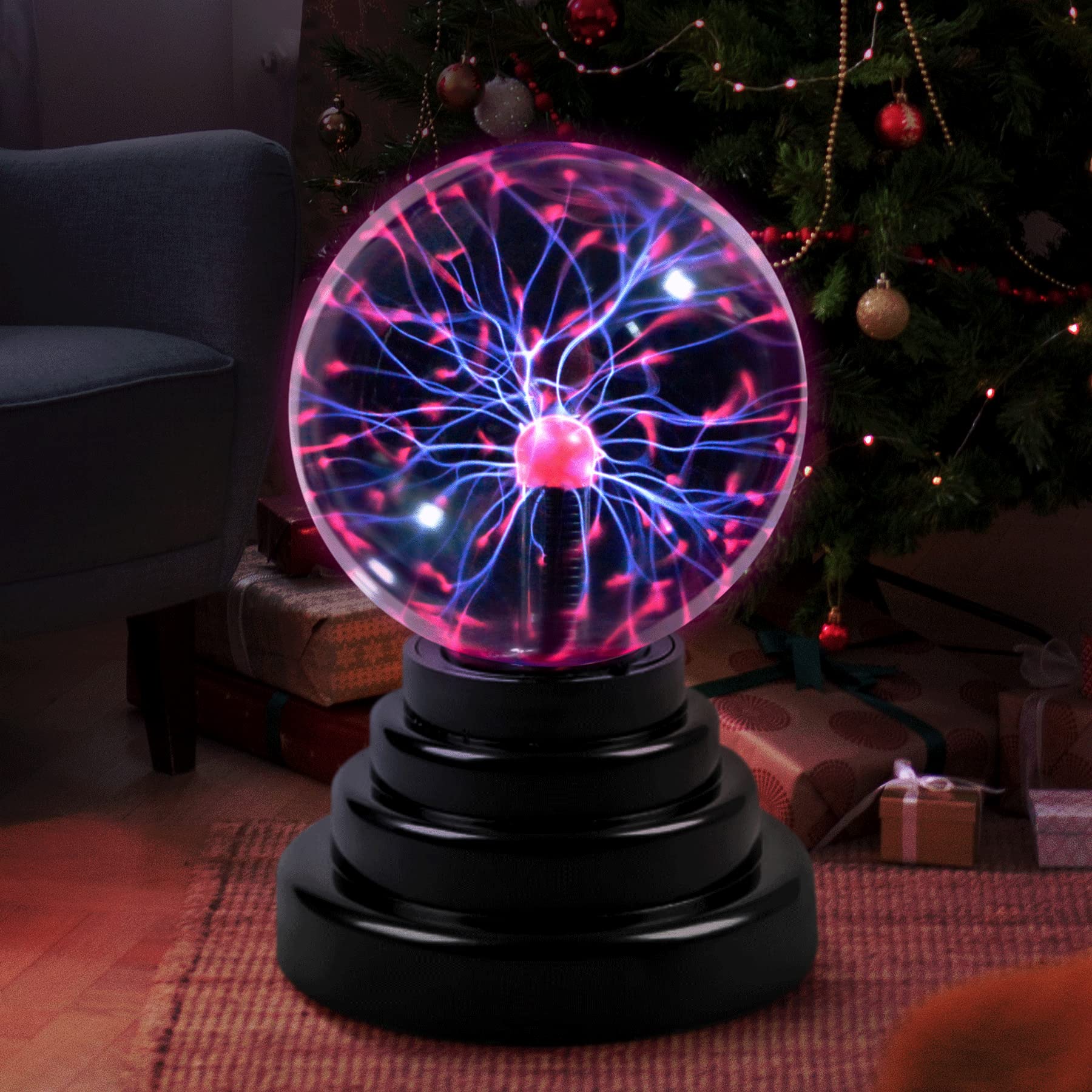 Flashmen Plasma Ball Science Toy for Kids Touch Sensitive Plasma Globe Decorative Lamp Novelty Toy Halloween Christmas 3 inch